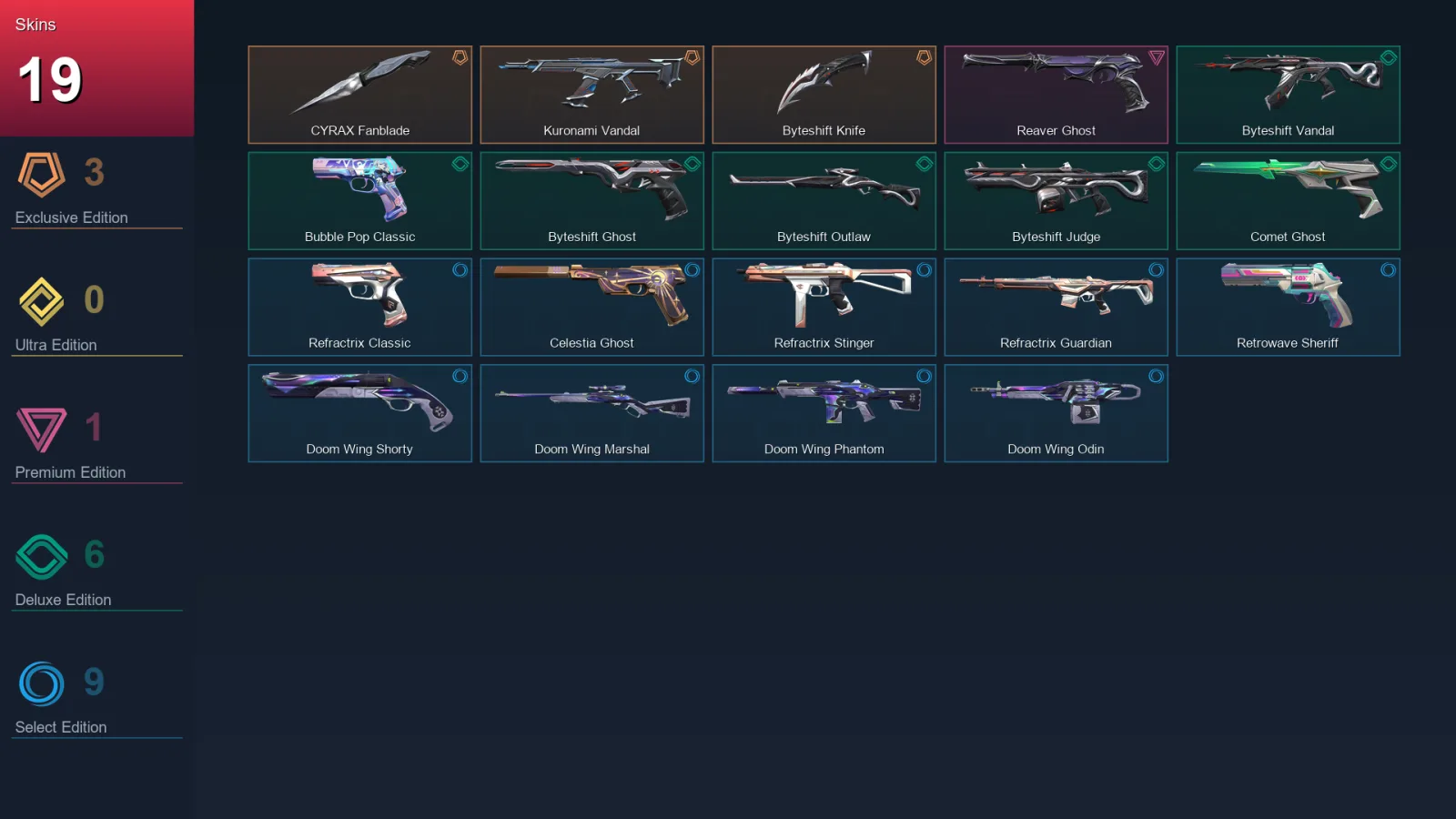 EU | Lv127 | Unranked | 19 Skin | 22 Agent | 58 Buddy