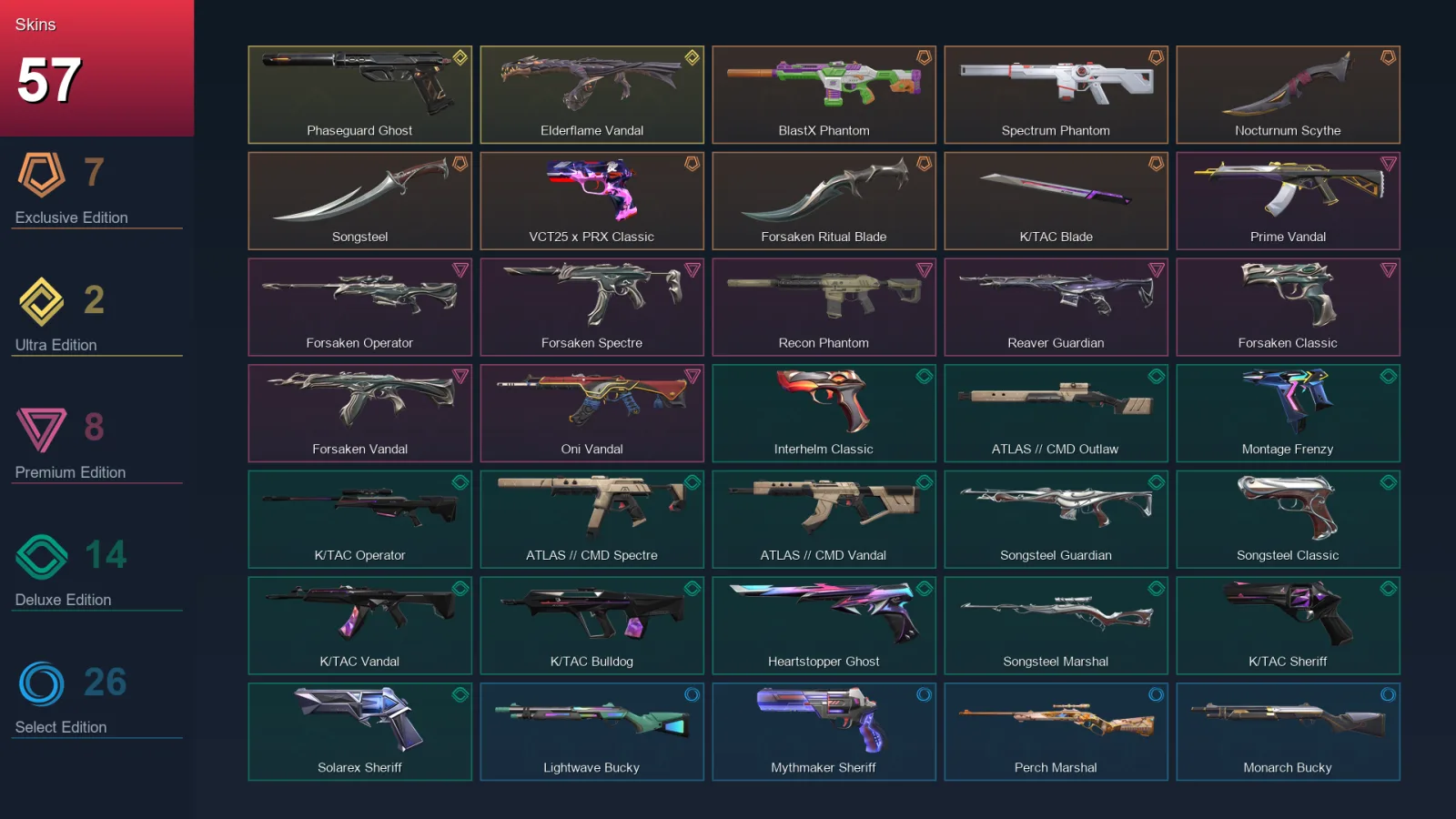 AP | Lv158 | Unranked | 57 Skin | 28 Agent | 82 Buddy — Valorant account