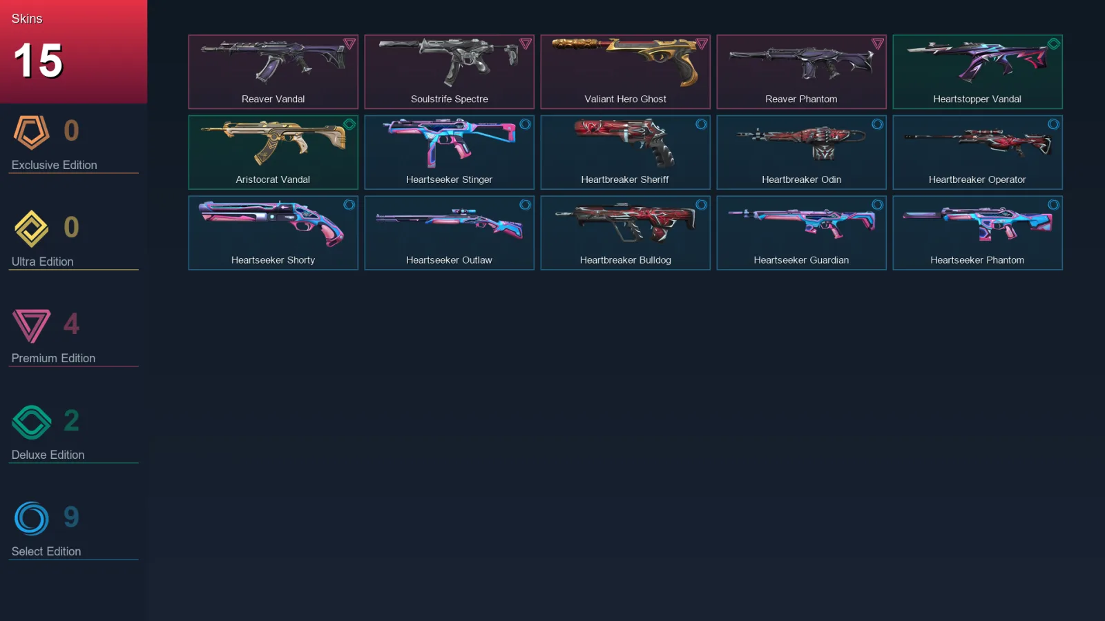 AP | Reaver Vandal | Soulstrife Spectre | Valiant Hero Ghost | Reaver Phantom | 15 Skin | 11 Agent | 10 Buddy | Lv28