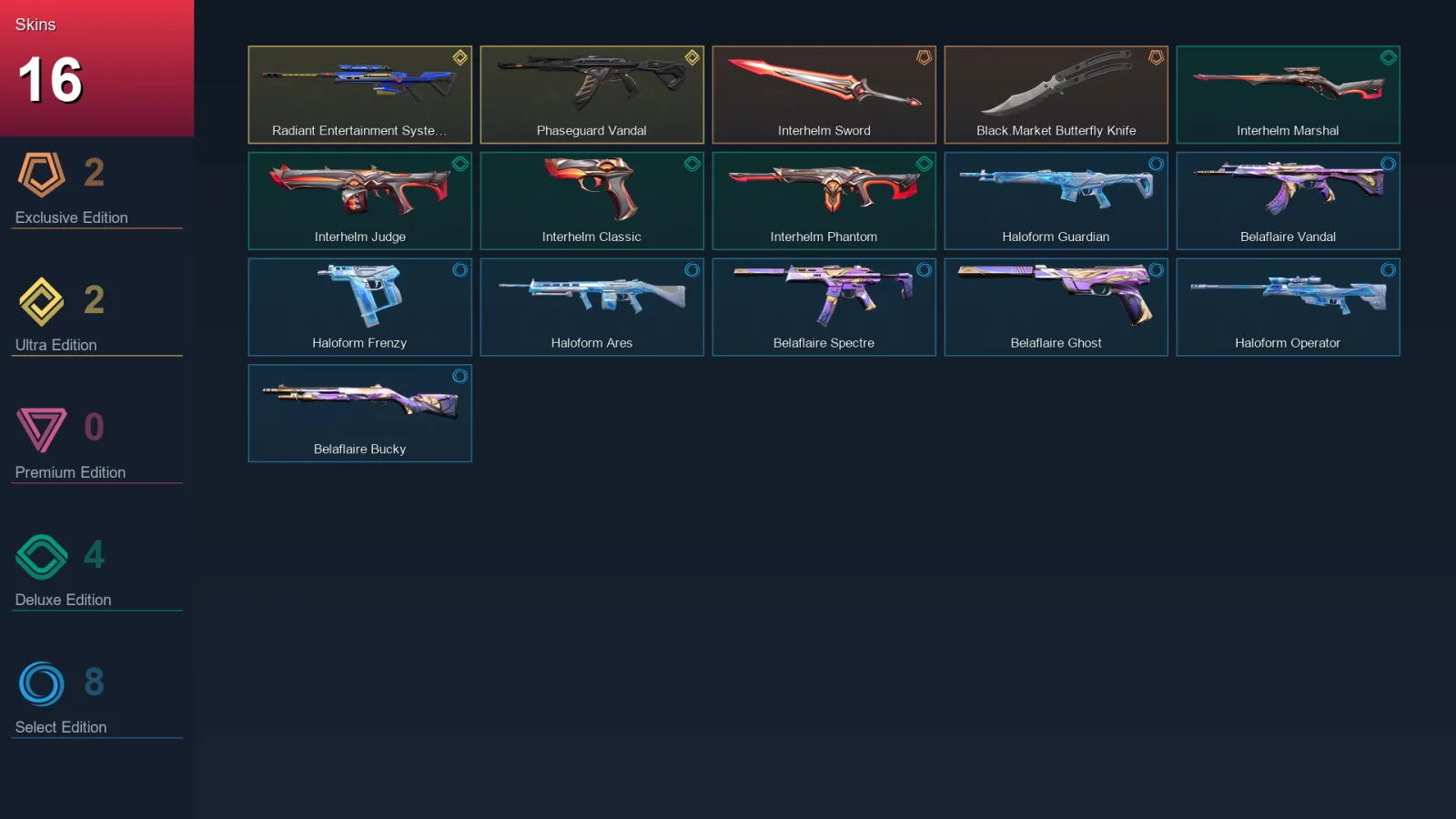 AP | Lv43 | Unranked | 16 Skin | 17 Agent | 17 Buddy