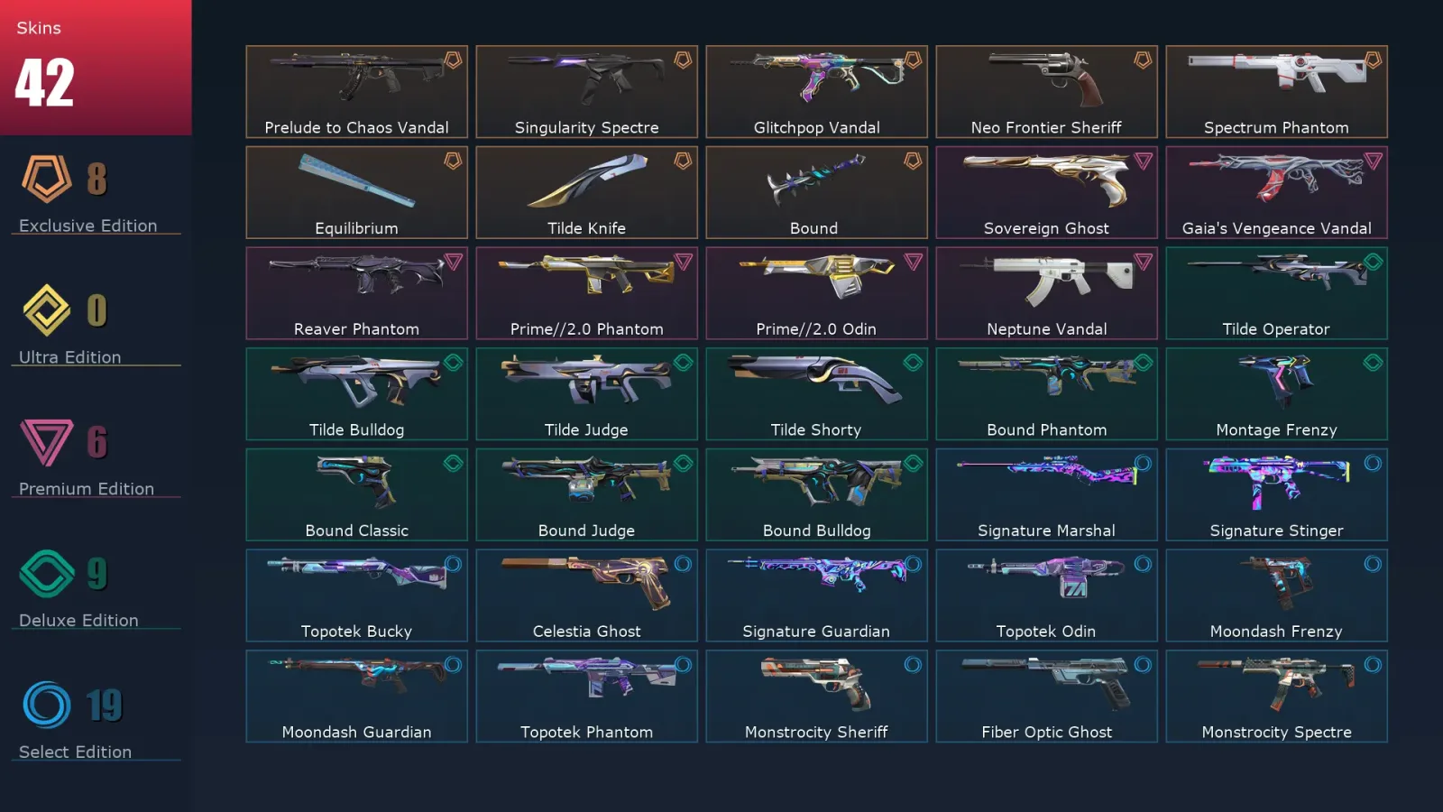 [Valorant] | EU | Level 177 | 29 Agents | 42 Skins
