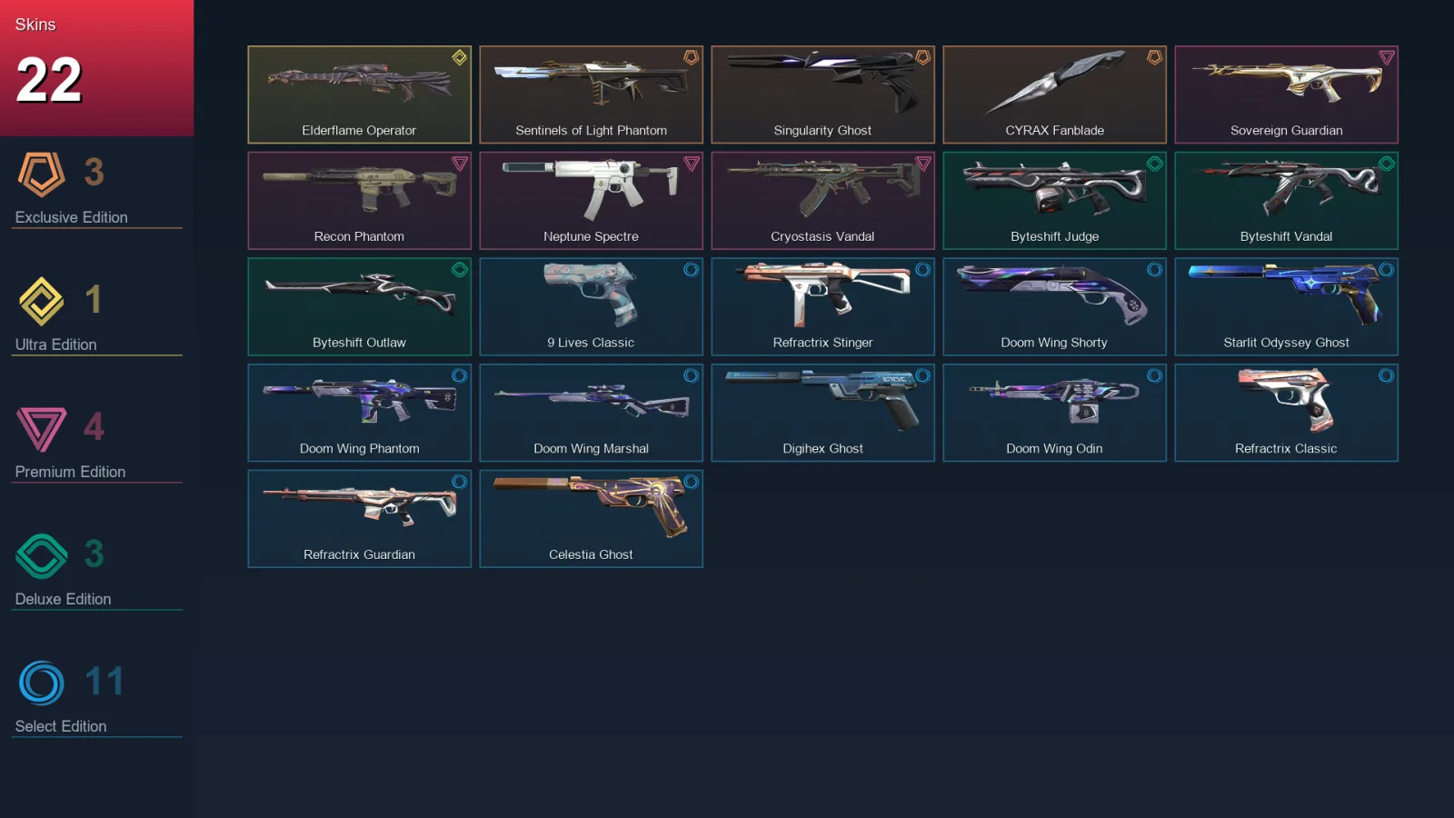 EU | Lv174 | Unranked | 22 Skin | 29 Agent | 82 Buddy
