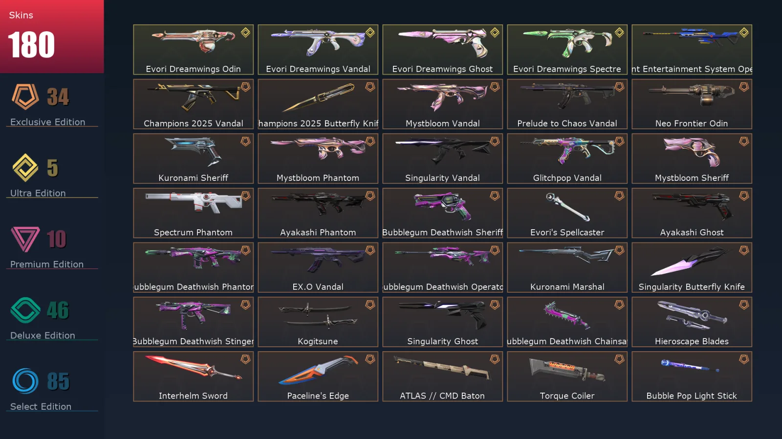 [Valorant] | EU | Level 344 | Silver 2 | 29 Agents | 180 Skins