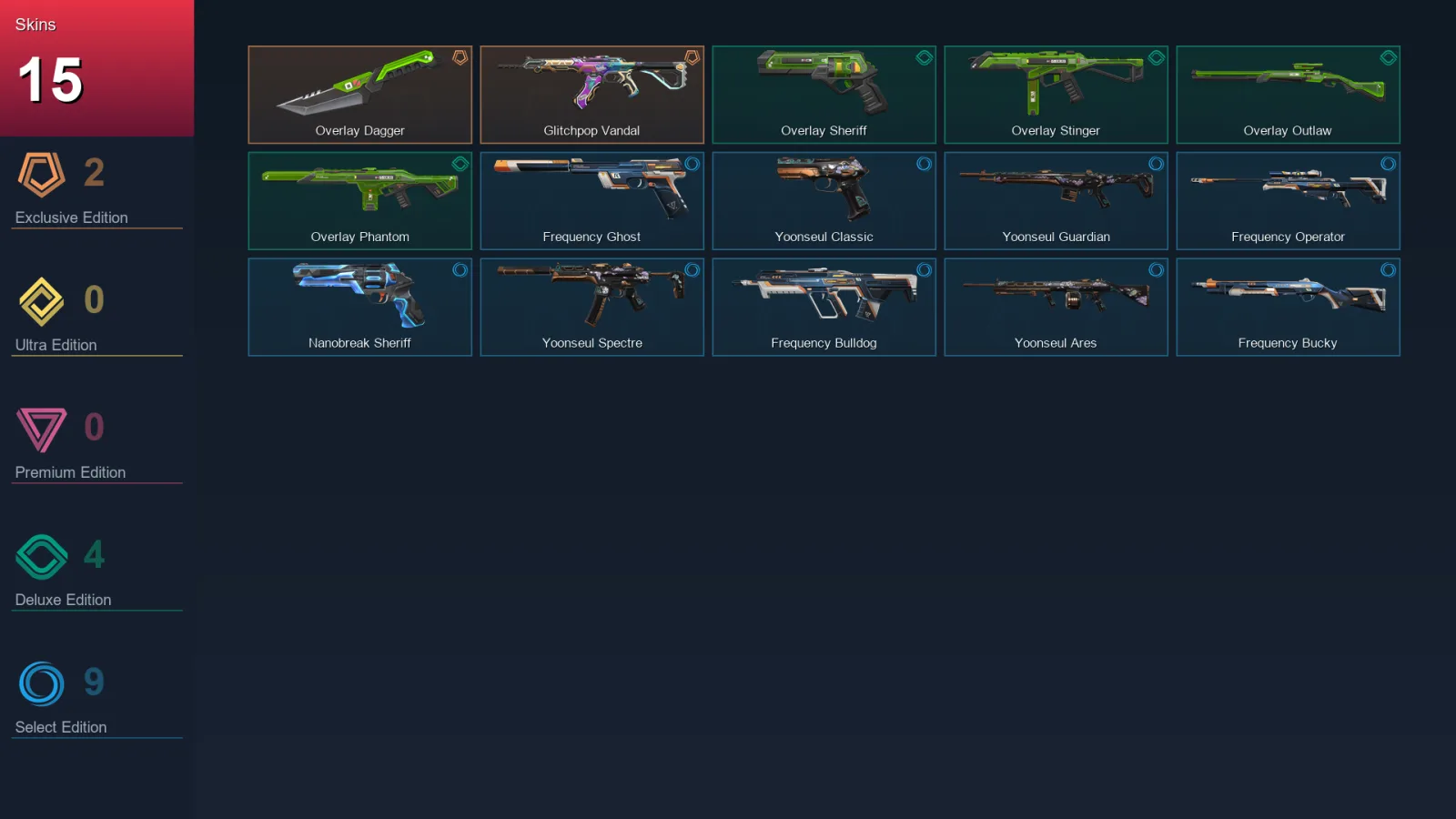 AP | Lv65 | Unranked | 15 Skin | 17 Agent | 25 Buddy — Overlay Outlaw