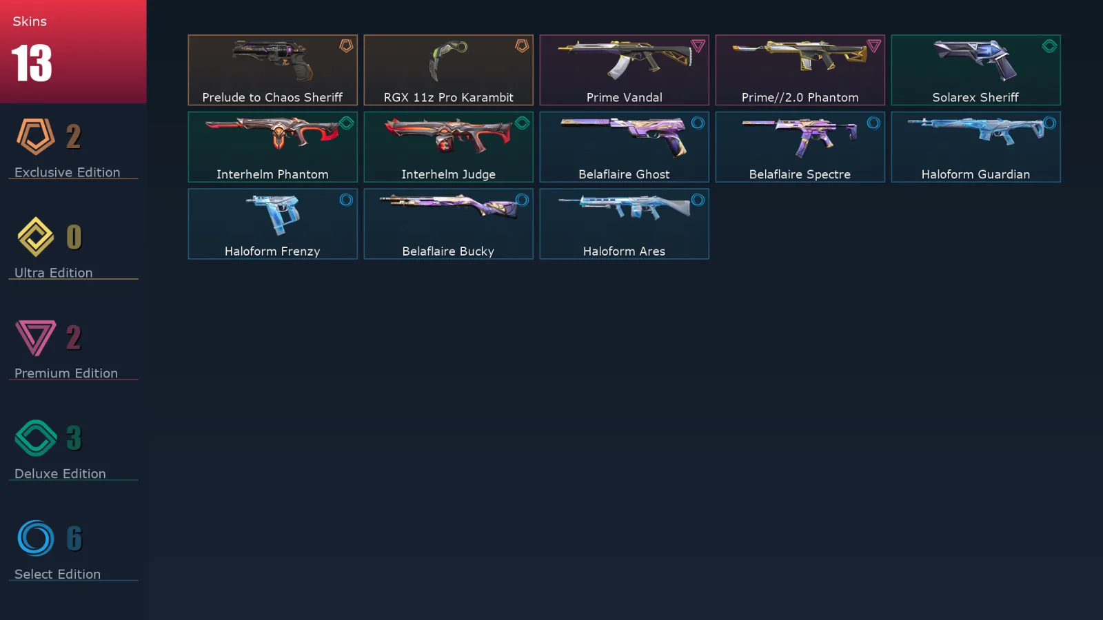 [Valorant] | EU | Level 54 | Gold 1 | 16 Agents | 13 Skins