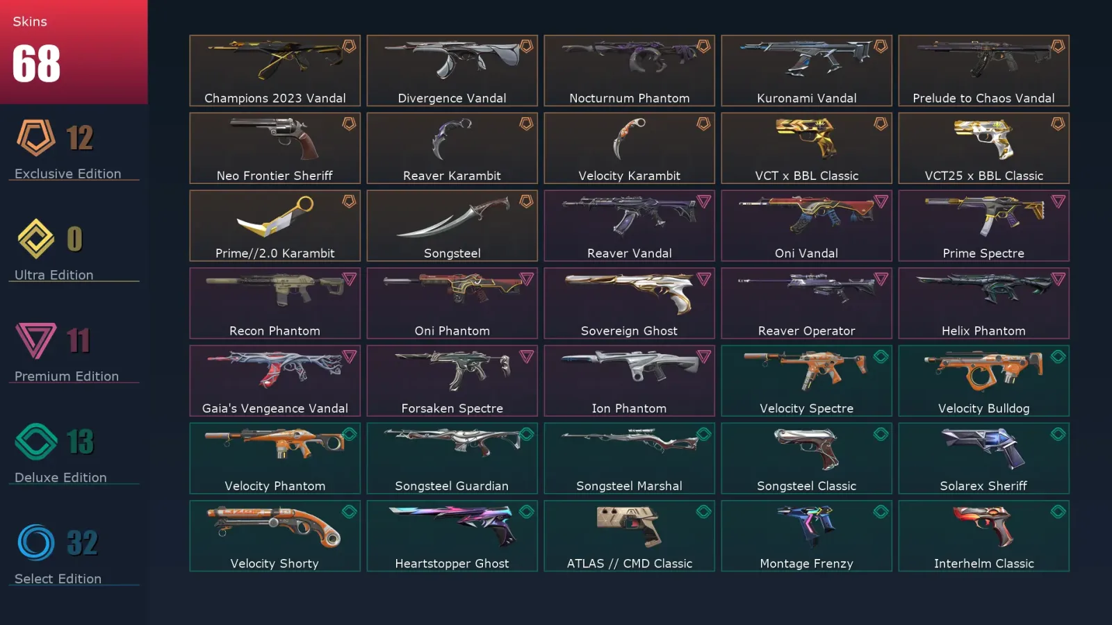 [Valorant] | EU | Level 459 | Ascendant 2 | 29 Agents | 68 Skins — Valorant account