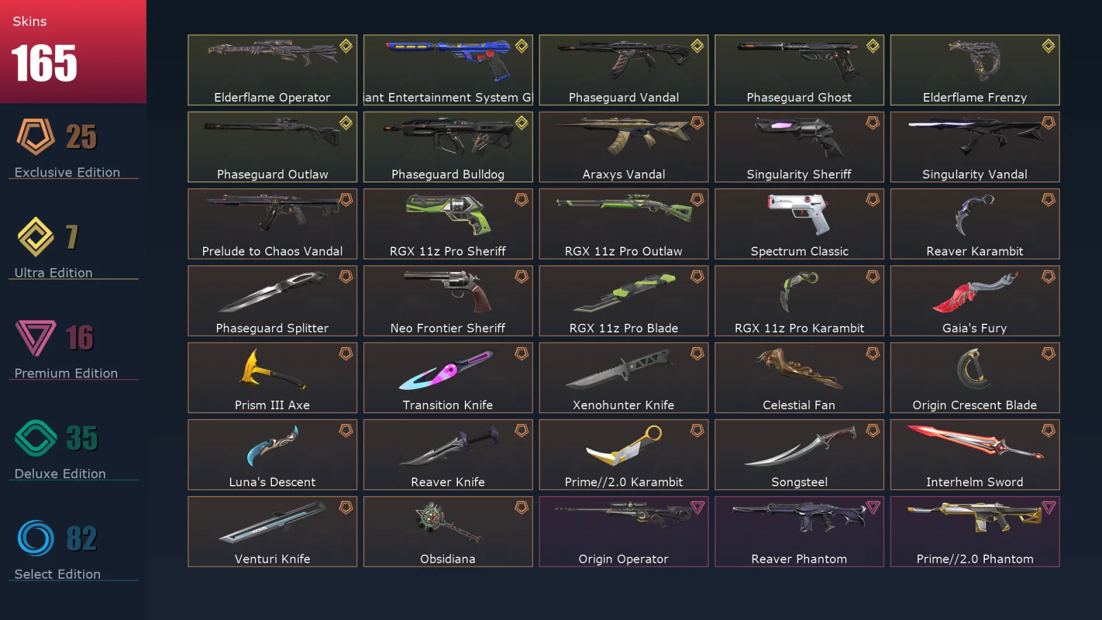 [Valorant] | EU | Level 500 | 29 Agents | 165 Skins