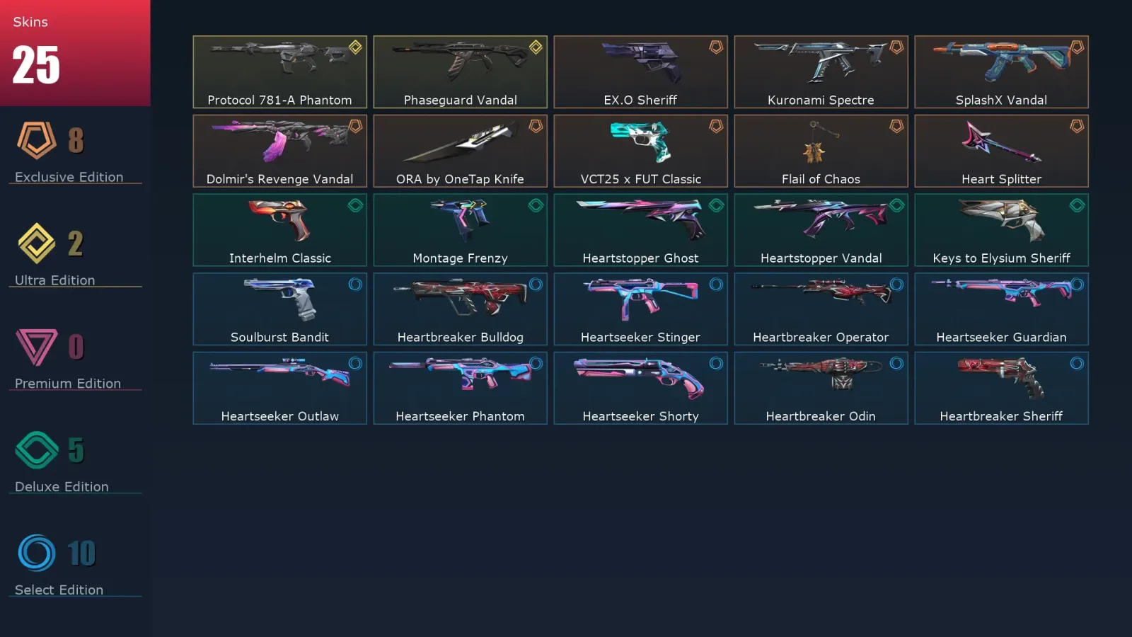 [Valorant] | EU | Level 105 | 24 Agents | 25 Skins