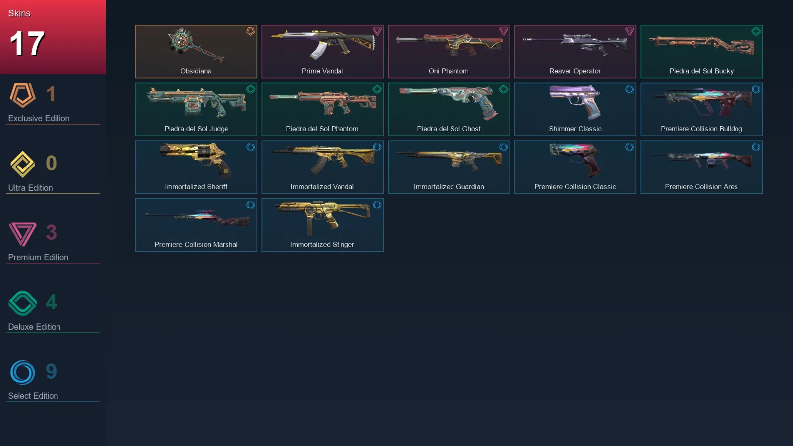 AP | Lv42 | Unranked | 17 Skin | 16 Agent | 17 Buddy