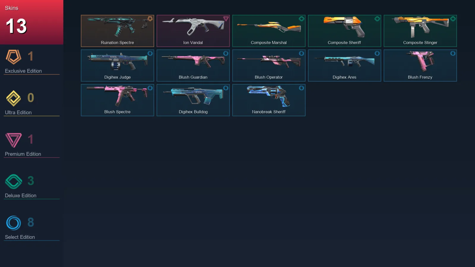 NA | Lv83 | Unranked | 13 Skin | 21 Agent | 37 Buddy