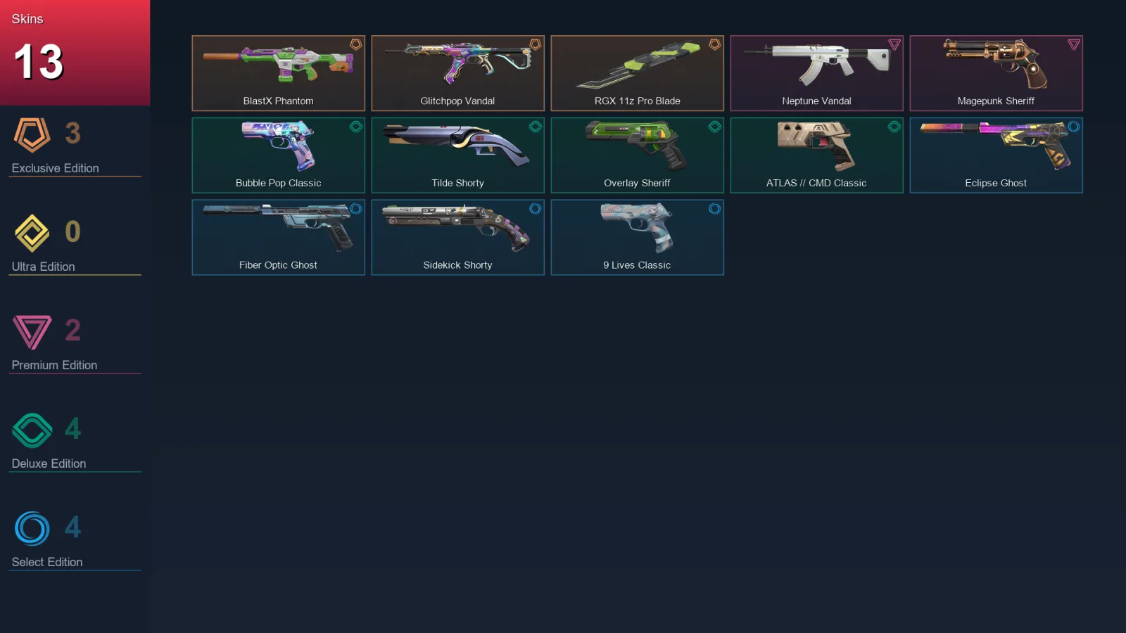 AP | Lv196 | Unranked | 13 Skin | 27 Agent | 95 Buddy