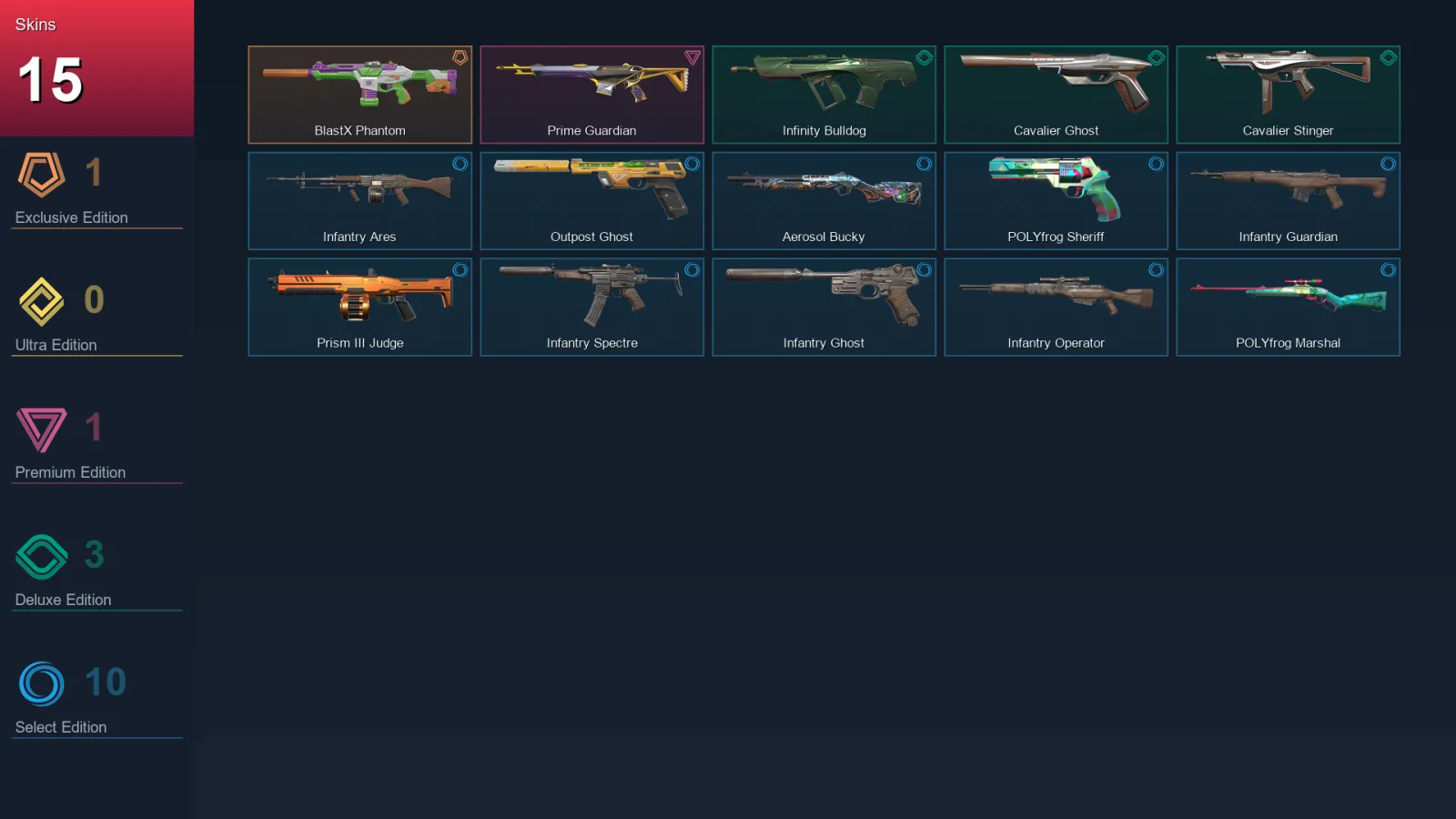 EU | Lv5 | Unranked | 15 Skin | 7 Agent | 7 Buddy