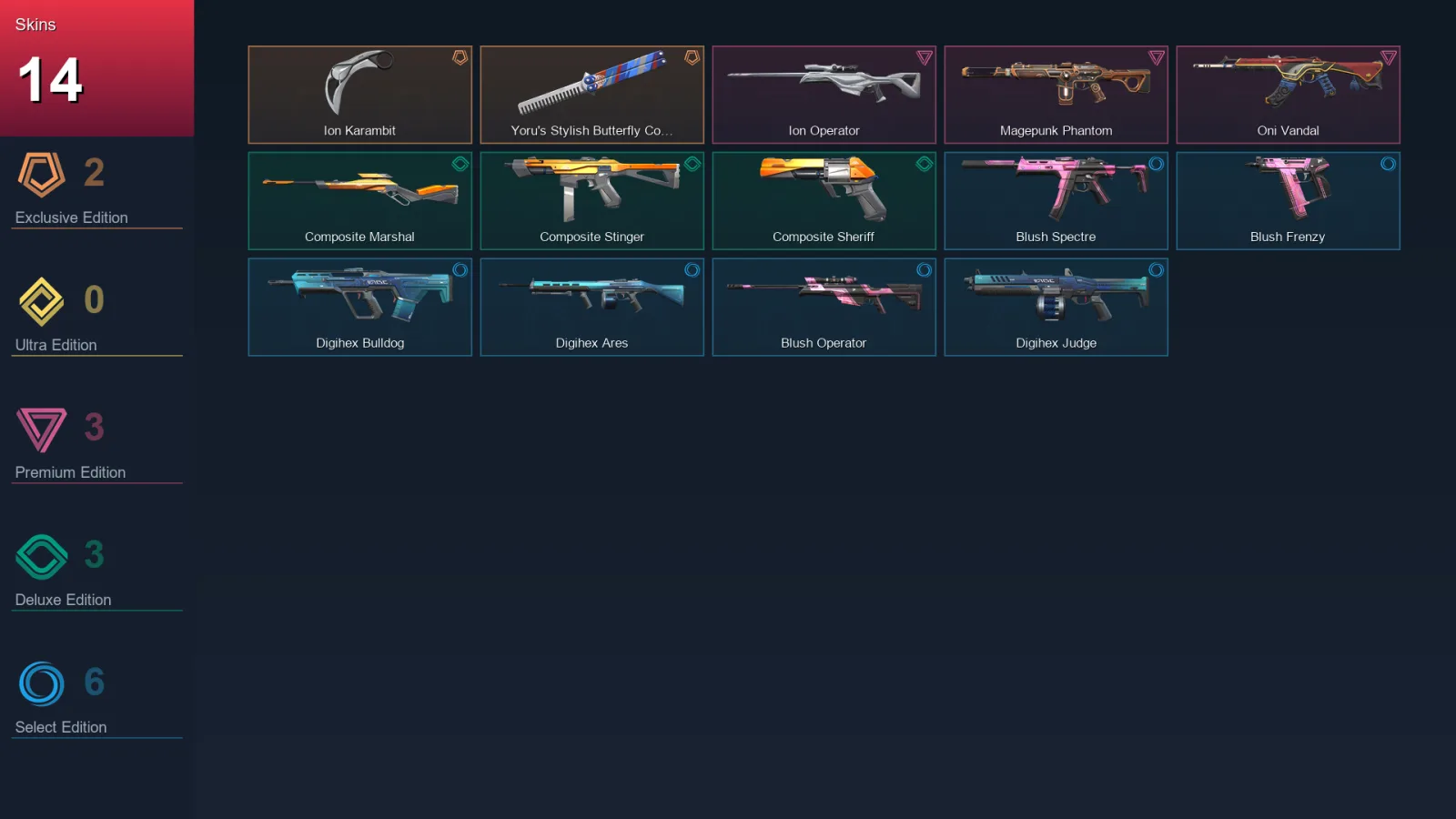 EU | Lv58 | Unranked | 14 Skin | 18 Agent | 28 Buddy