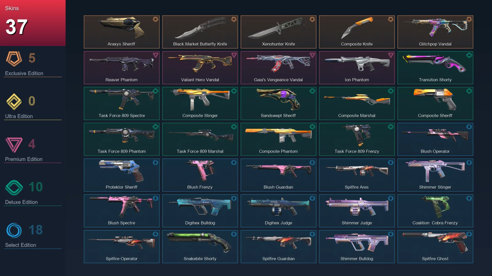 NA | Araxys Sheriff | Black.Market Butterfly Knife | Xenohunter Knife | Composite Knife | 37 Skin | 25 Agent | 64 Buddy | Lv154