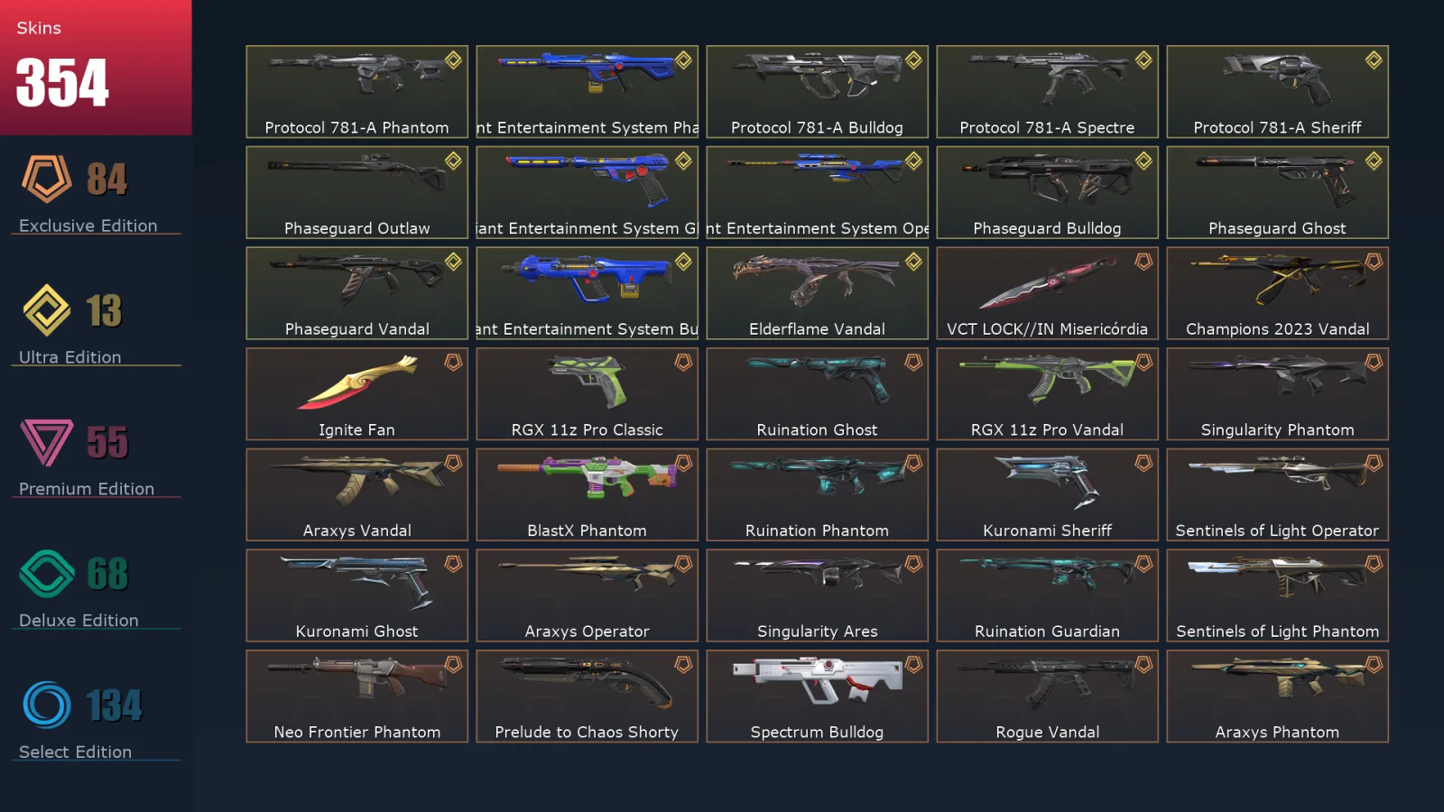 [Valorant] | EU | Level 326 | 29 Agents | 354 Skins