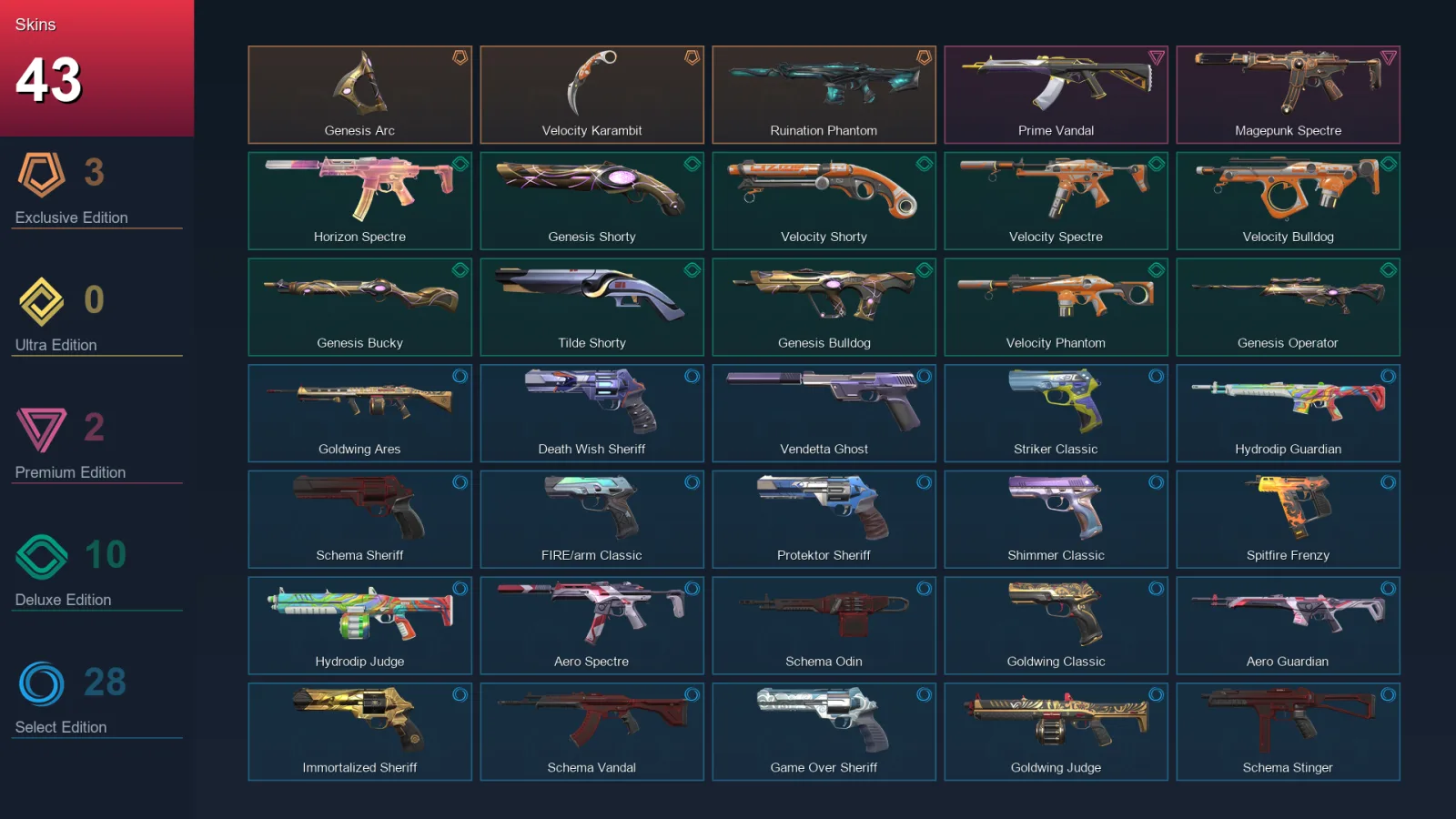 AP | Lv217 | Unranked | 43 Skin | 25 Agent | 100 Buddy