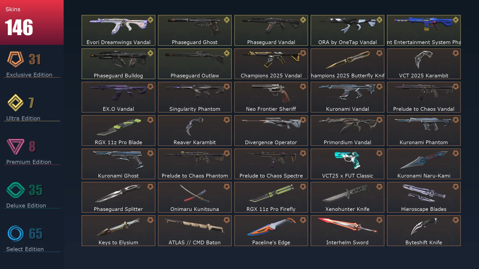 [Valorant] | EU | Level 201 | Silver 1 | 29 Agents | 146 Skins