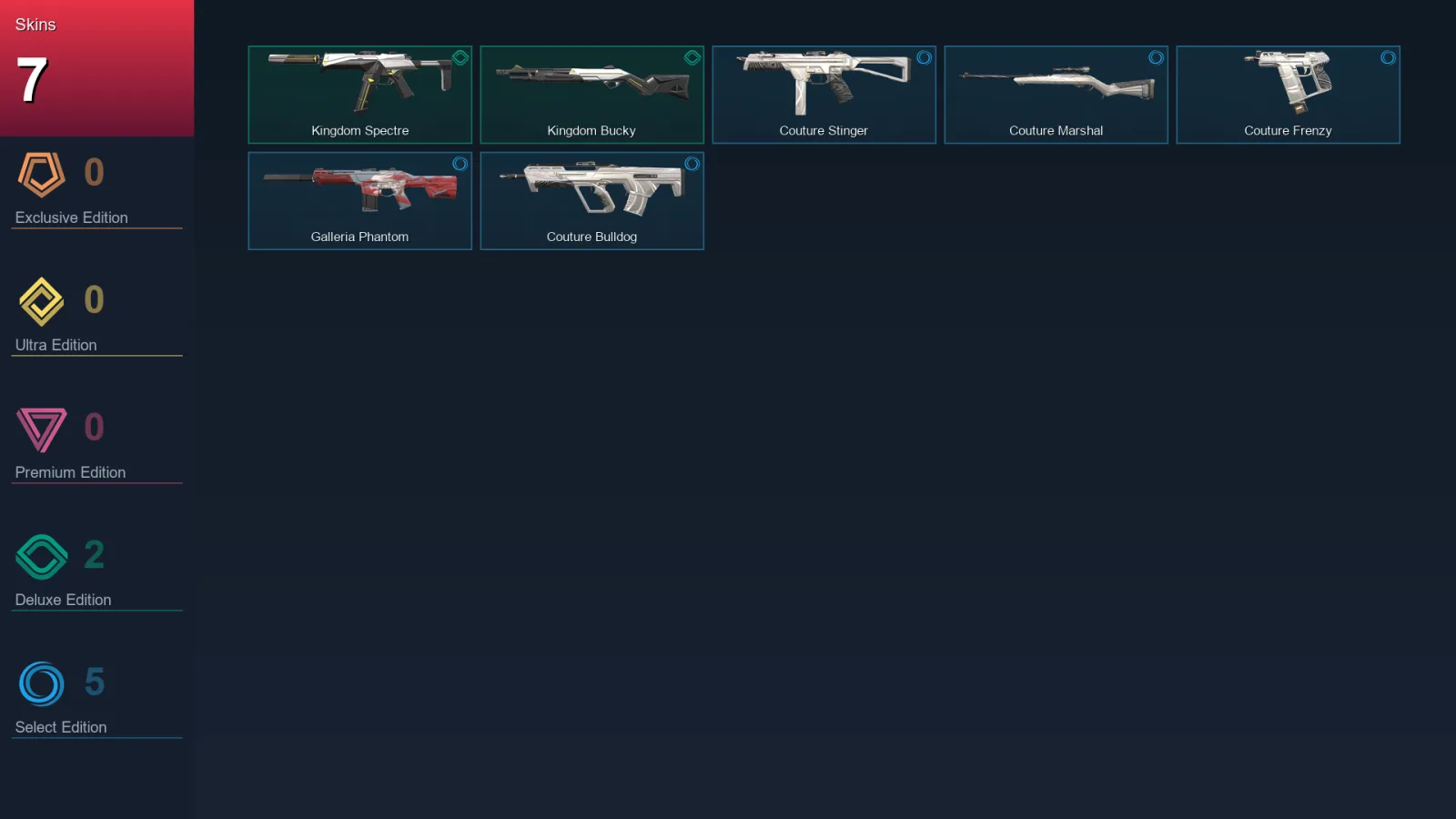 EU | Lv13 | Unranked | 7 Skin | 7 Agent | 10 Buddy — Kingdom Spectre