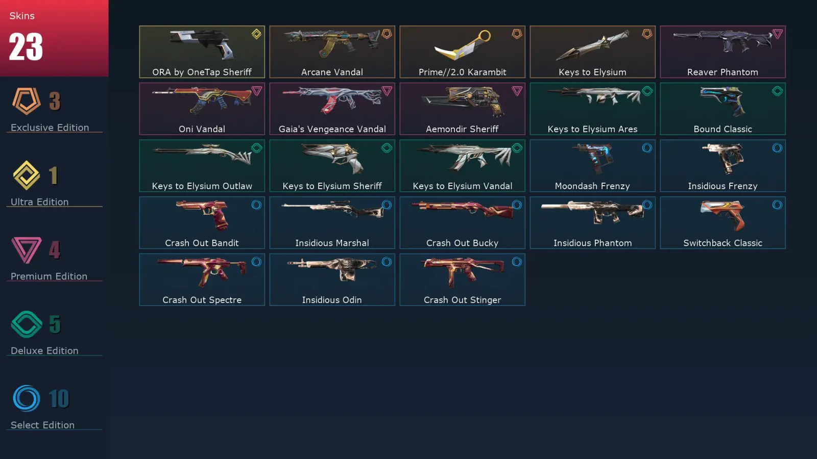 [Valorant] | EU | Level 43 | 15 Agents | 23 Skins