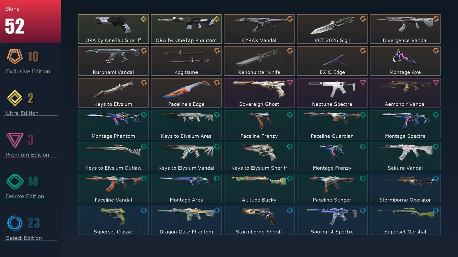 [Valorant] | EU | Level 39 | Platinum 3 | 13 Agents | 52 Skins — Valorant account