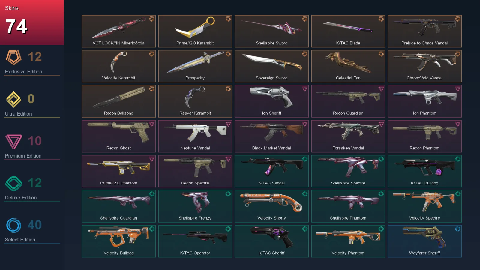 NA | VCT LOCK//IN Misericórdia | Prime//2.0 Karambit | Shellspire Sword | K/TAC Blade | 74 Skin | 25 Agent | 116 Buddy | Lv294