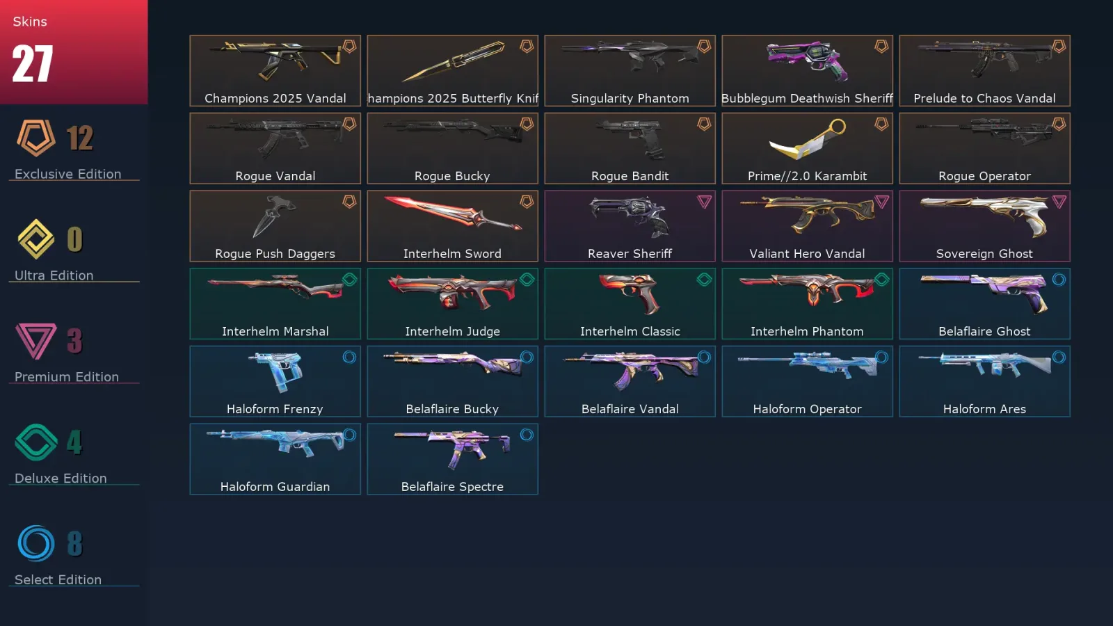 [Valorant] | EU | Level 98 | 29 Agents | 27 Skins
