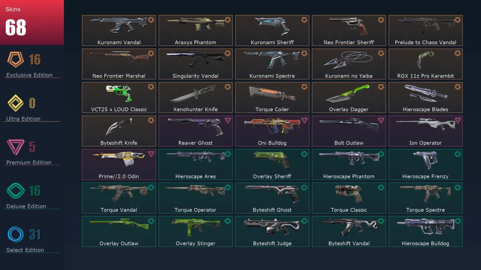 [Valorant] | EU | Level 114 | 27 Agents | 68 Skins — Valorant account