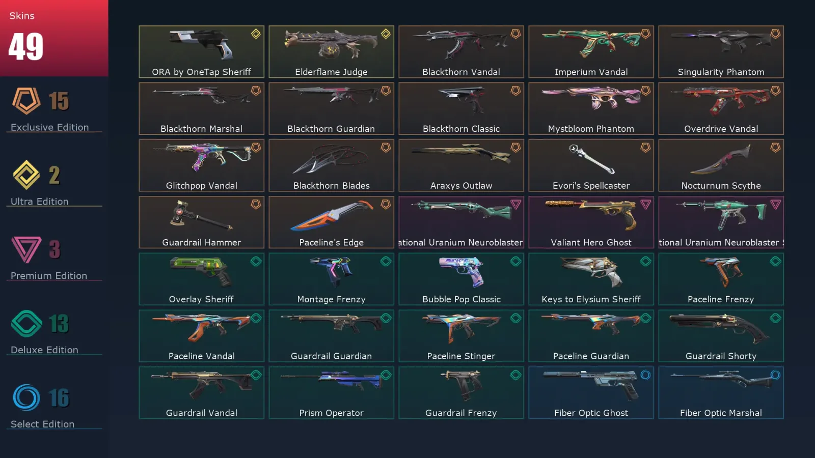 [Valorant] | EU | Level 162 | Ascendant 1 | 29 Agents | 49 Skins — Valorant account
