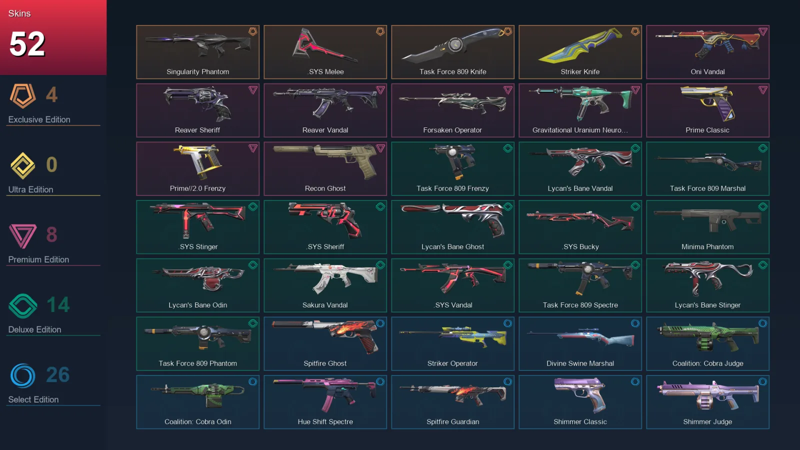 AP | Lv93 | Unranked | 52 Skin | 22 Agent | 46 Buddy