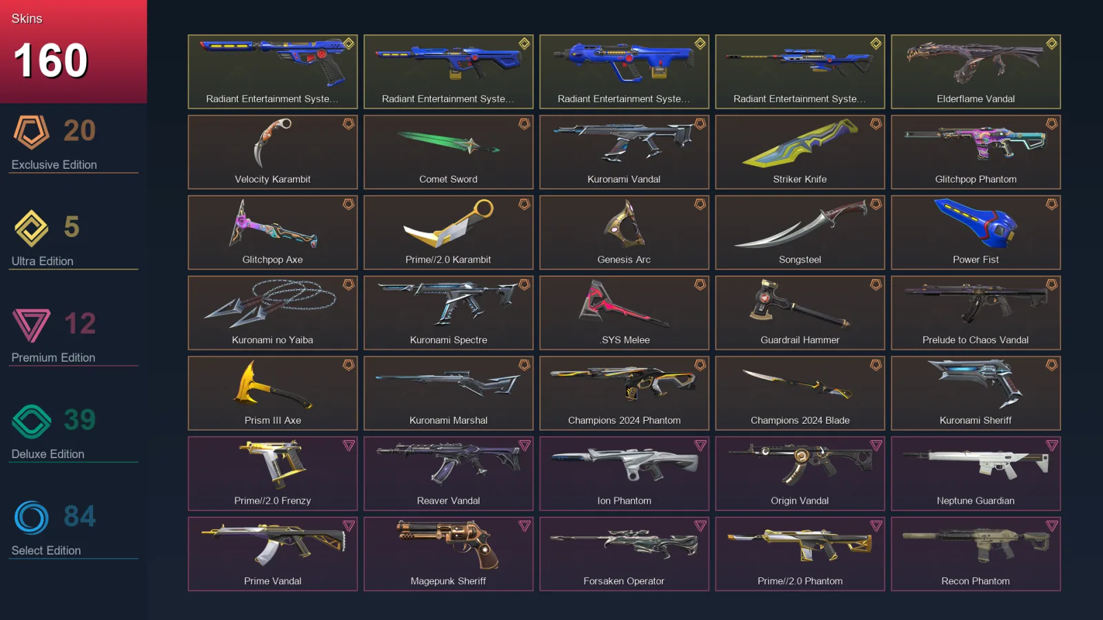 AP | Lv331 | Unranked | 160 Skin | 29 Agent | 193 Buddy — Valorant account