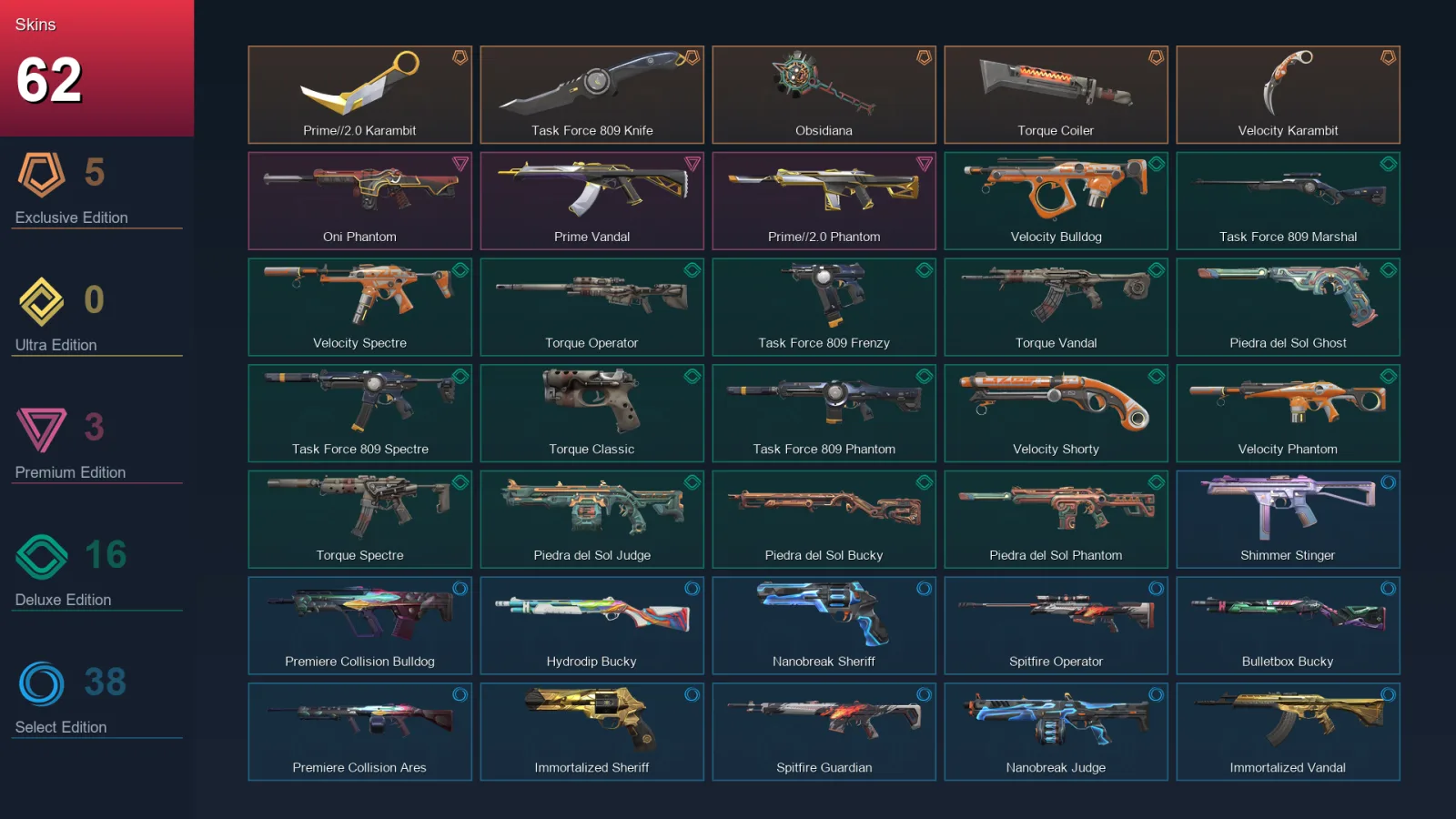 AP | Lv132 | Unranked | 62 Skin | 24 Agent | 75 Buddy