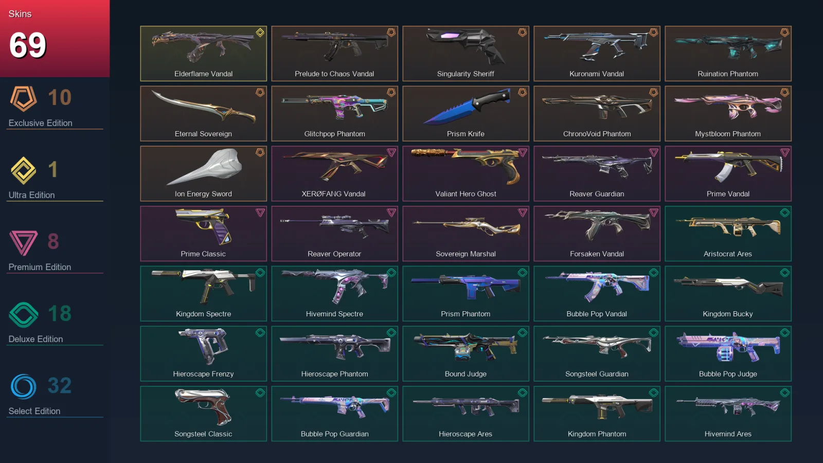 NA | Lv100 | Unranked | 69 Skin | 28 Agent | 68 Buddy