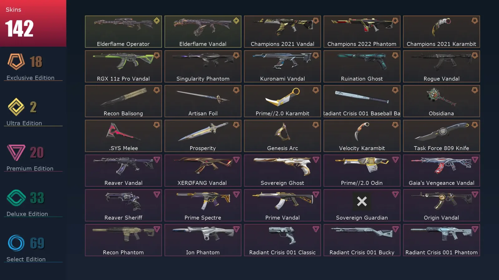 [Valorant] | EU | Level 475 | Ascendant 1 | 29 Agents | 142 Skins — Valorant account