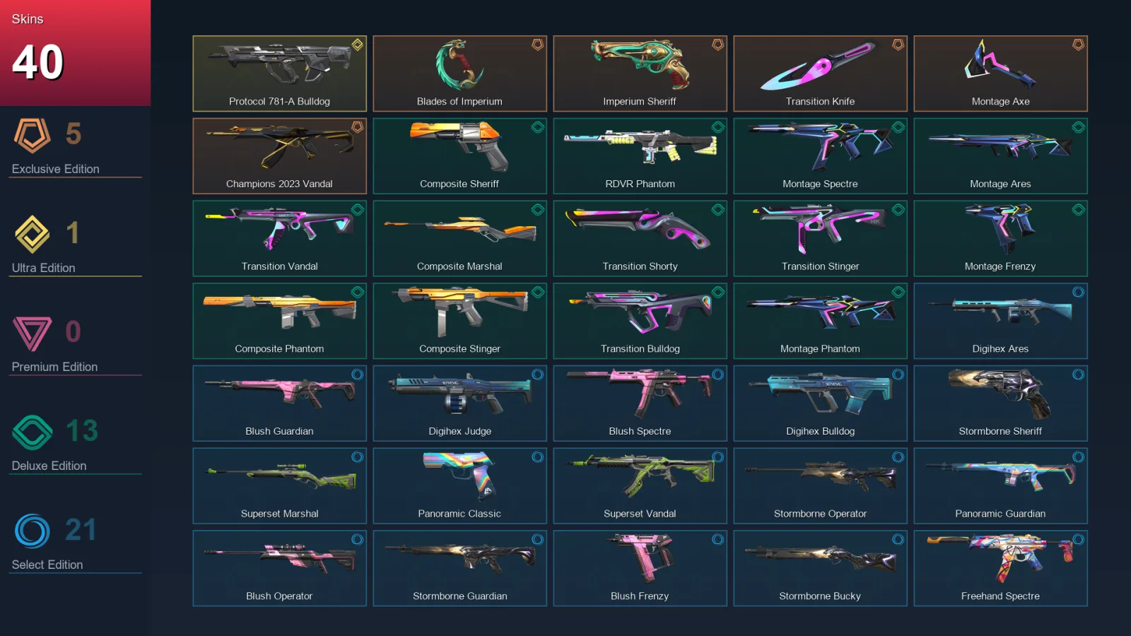 EU | Lv97 | Unranked | 40 Skin | 19 Agent | 57 Buddy