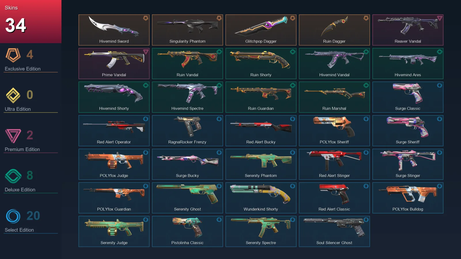 AP | Lv55 | Unranked | 34 Skin | 16 Agent | 45 Buddy — Valorant account