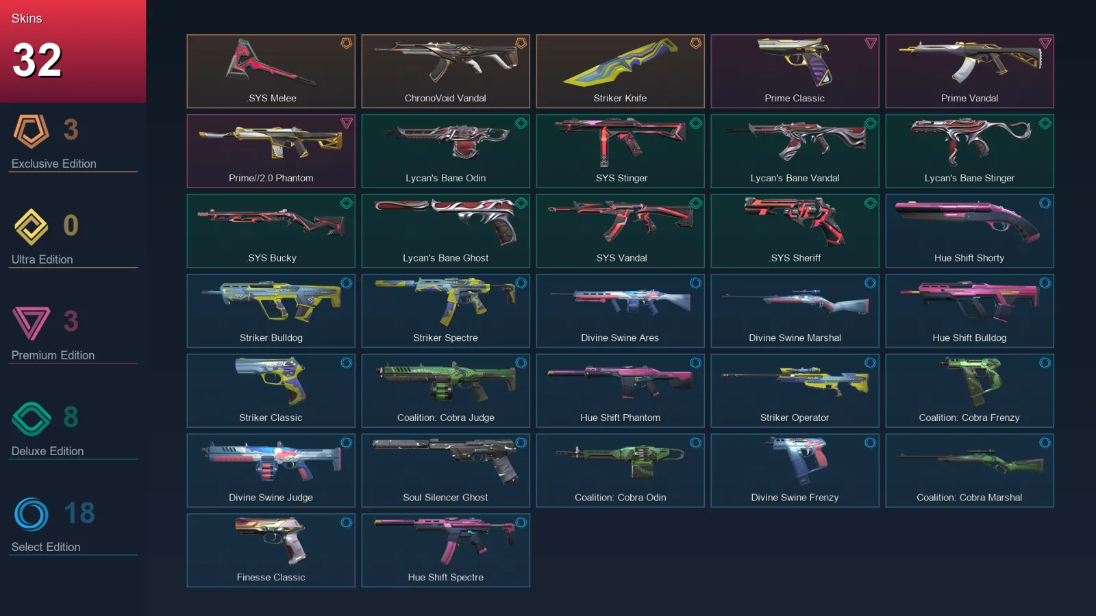 AP | Lv99 | Unranked | 32 Skin | 27 Agent | 54 Buddy