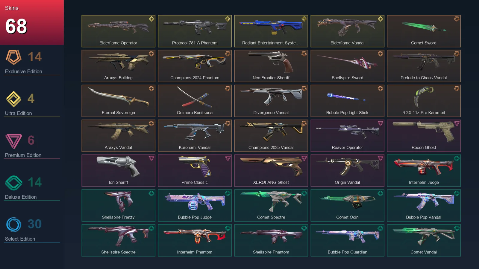 BR | Lv72 | Unranked | 68 Skin | 29 Agent | 55 Buddy