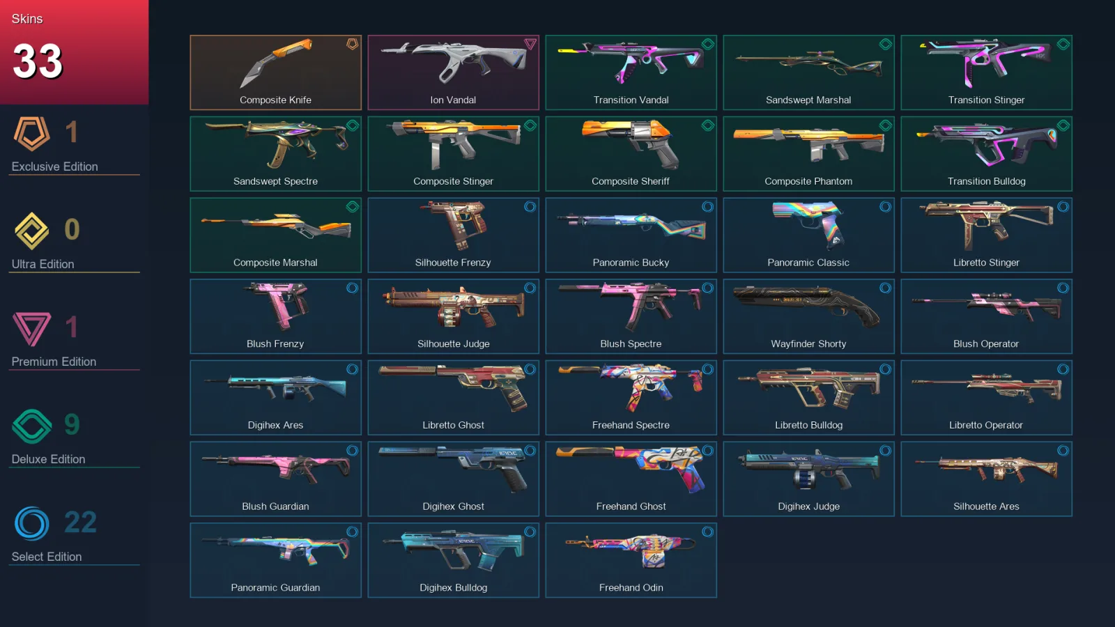 EU | Lv59 | Unranked | 33 Skin | 19 Agent | 49 Buddy