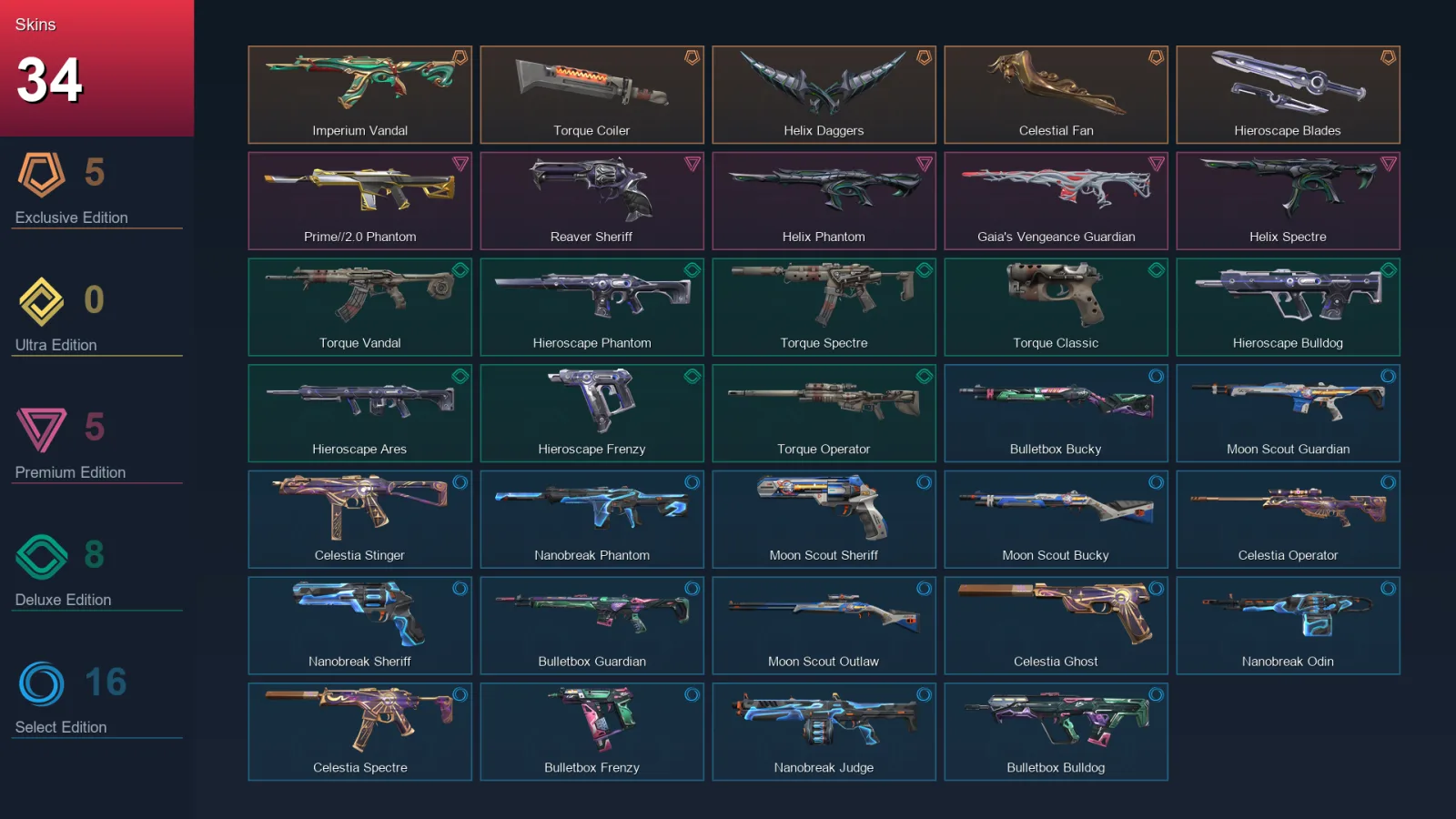 LA | Lv65 | Unranked | 34 Skin | 17 Agent | 29 Buddy &mdash; Valorant account with Frenzy skin
