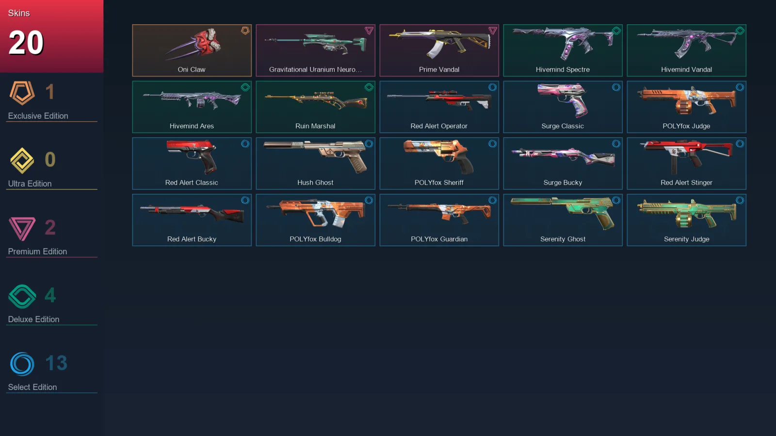 NA | Lv40 | Unranked | 20 Skin | 15 Agent | 31 Buddy