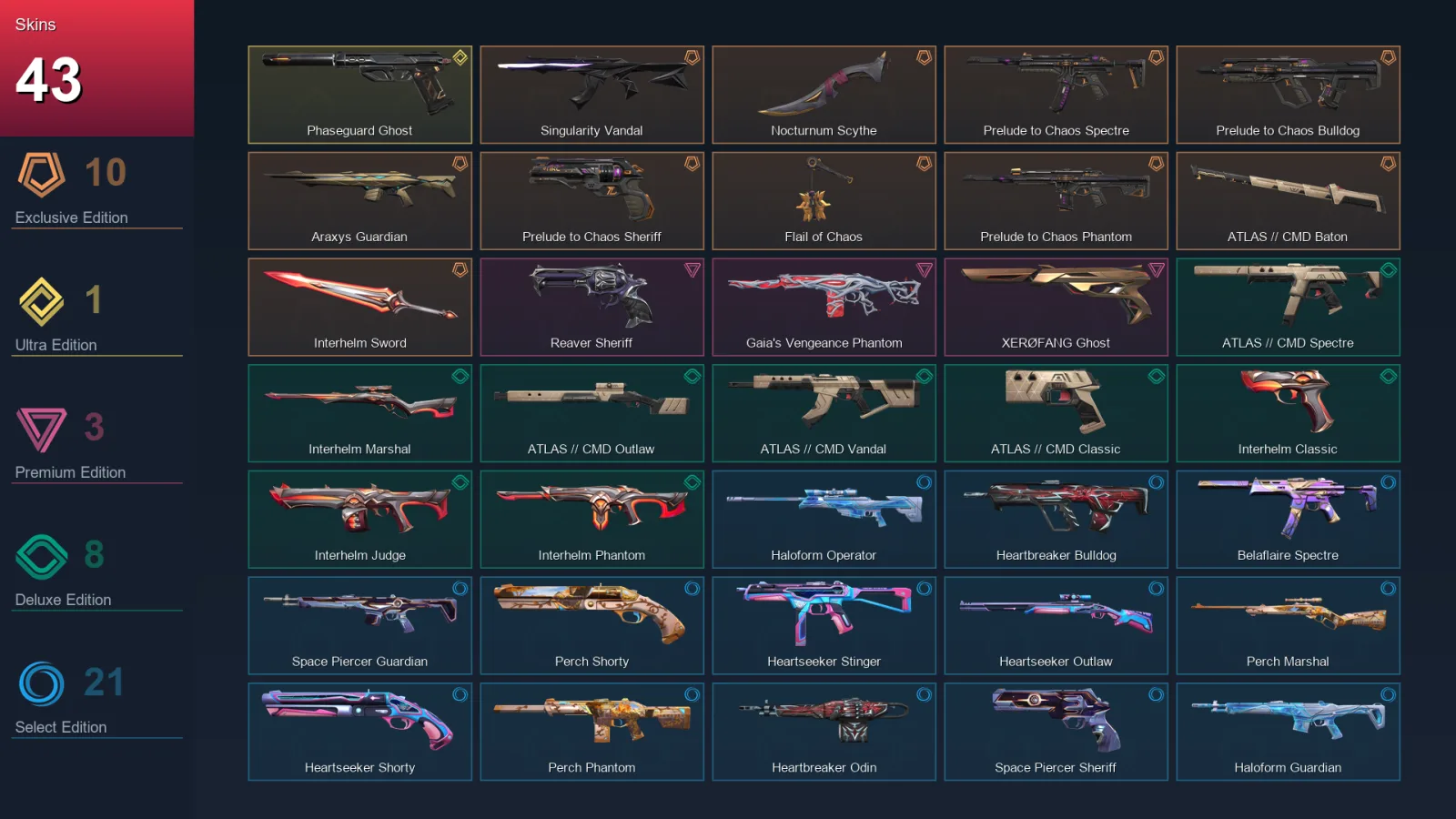 EU | Lv43 | Unranked | 43 Skin | 13 Agent | 27 Buddy