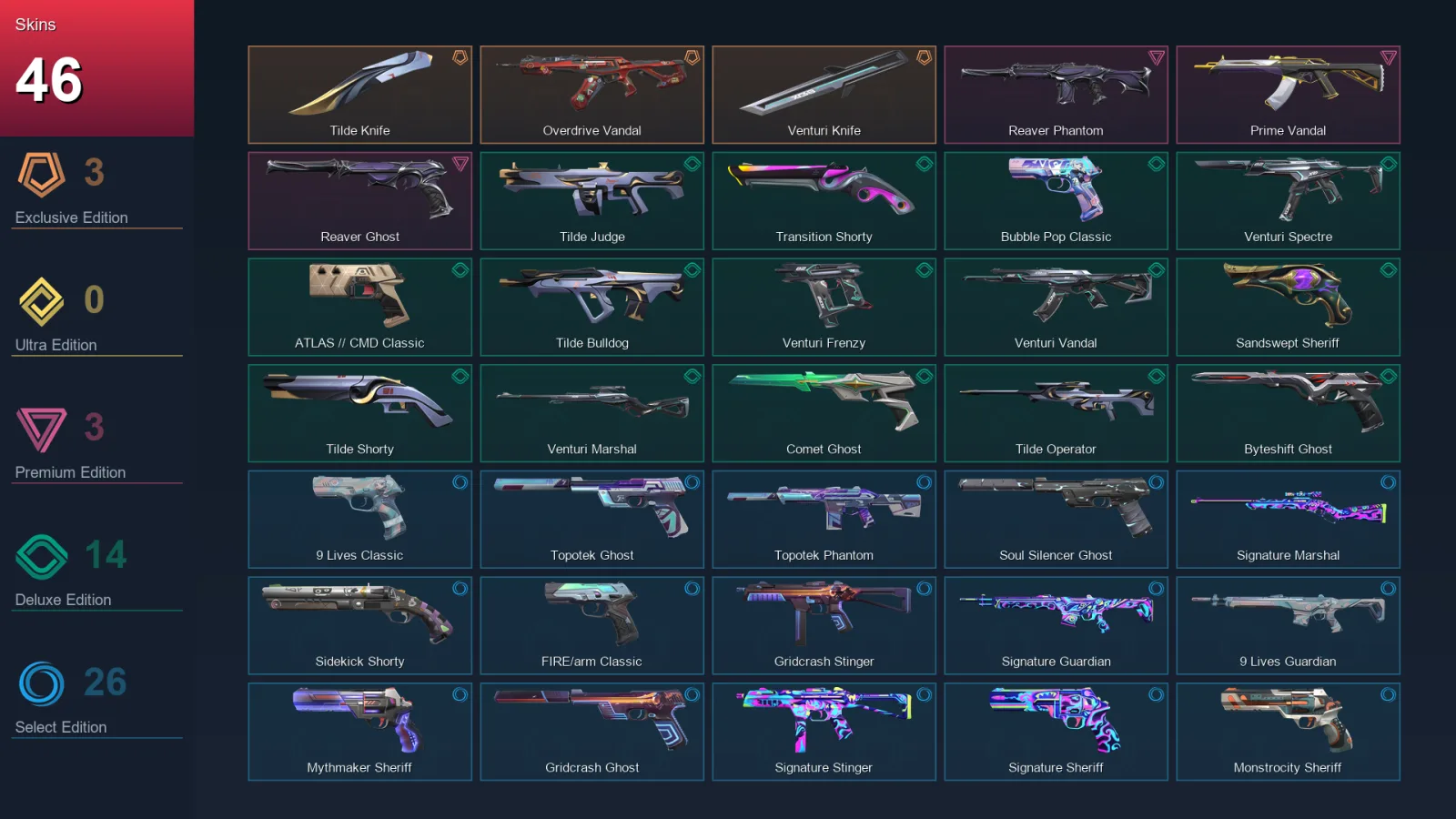 AP | Lv269 | Unranked | 46 Skin | 28 Agent | 118 Buddy — Valorant account