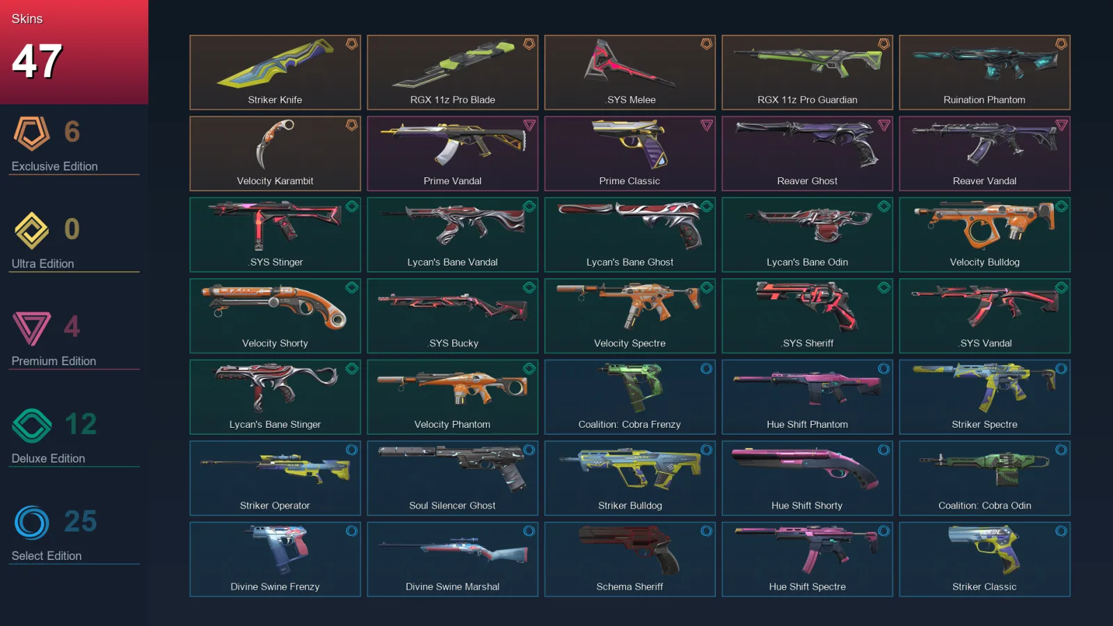 EU | Lv91 | Unranked | 47 Skin | 23 Agent | 62 Buddy