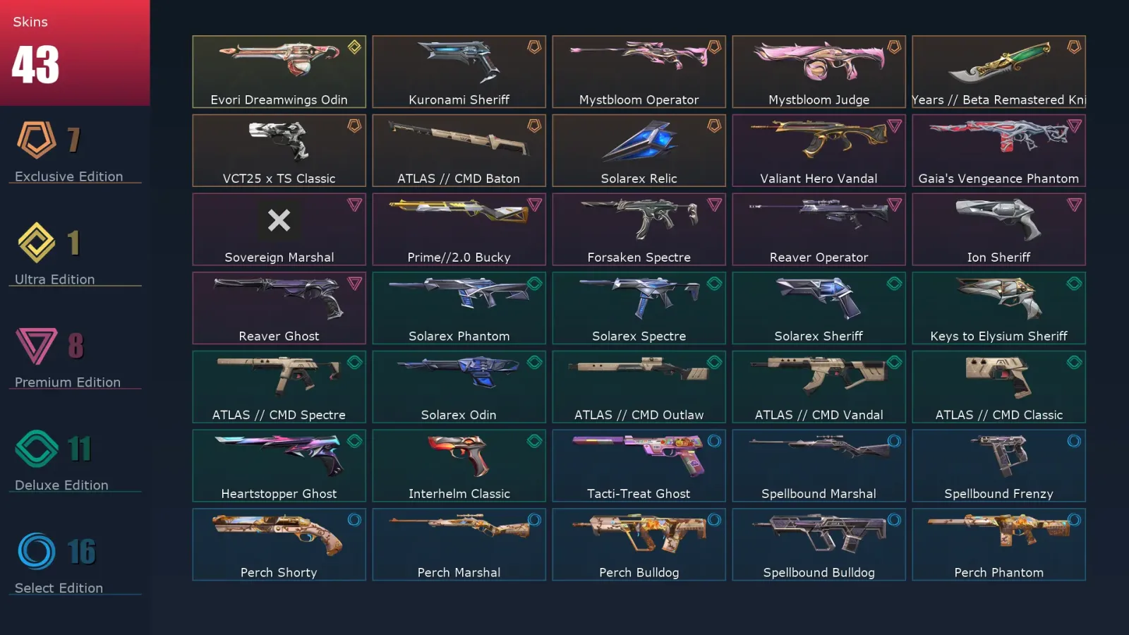 [Valorant] | EU | Level 74 | 22 Agents | 43 Skins