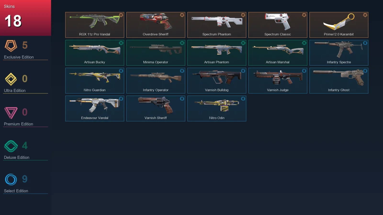 AP | Lv56 | Unranked | 18 Skin | 20 Agent | 31 Buddy