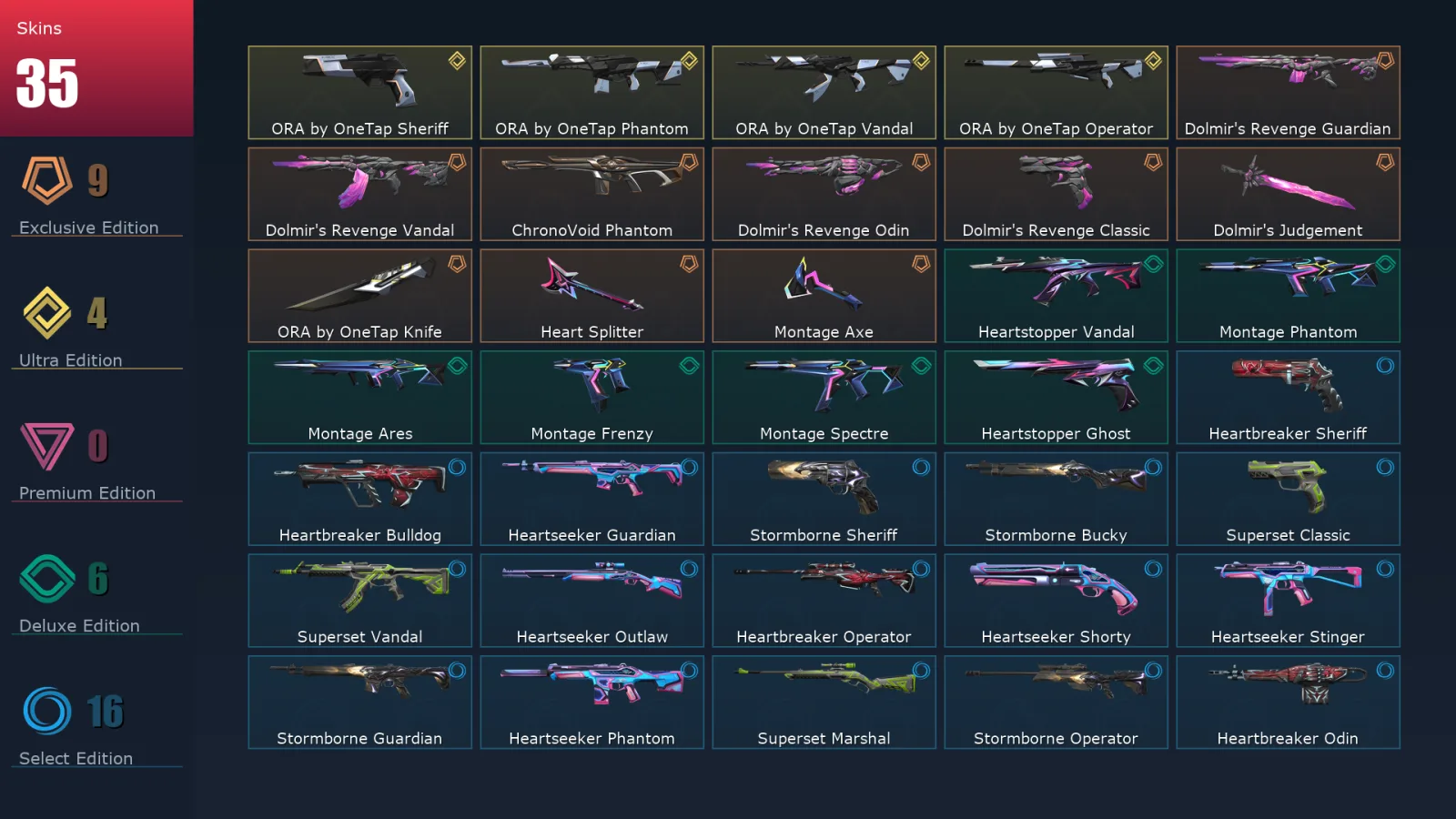 [Valorant] | EU | Level 96 | Diamond 1 | 28 Agents | 35 Skins