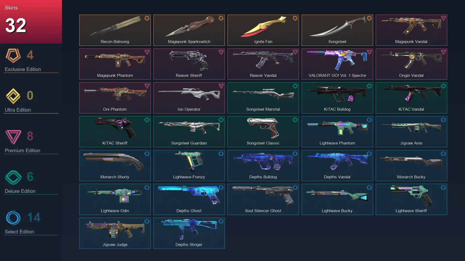 AP | Lv71 | Unranked | 32 Skin | 22 Agent | 40 Buddy