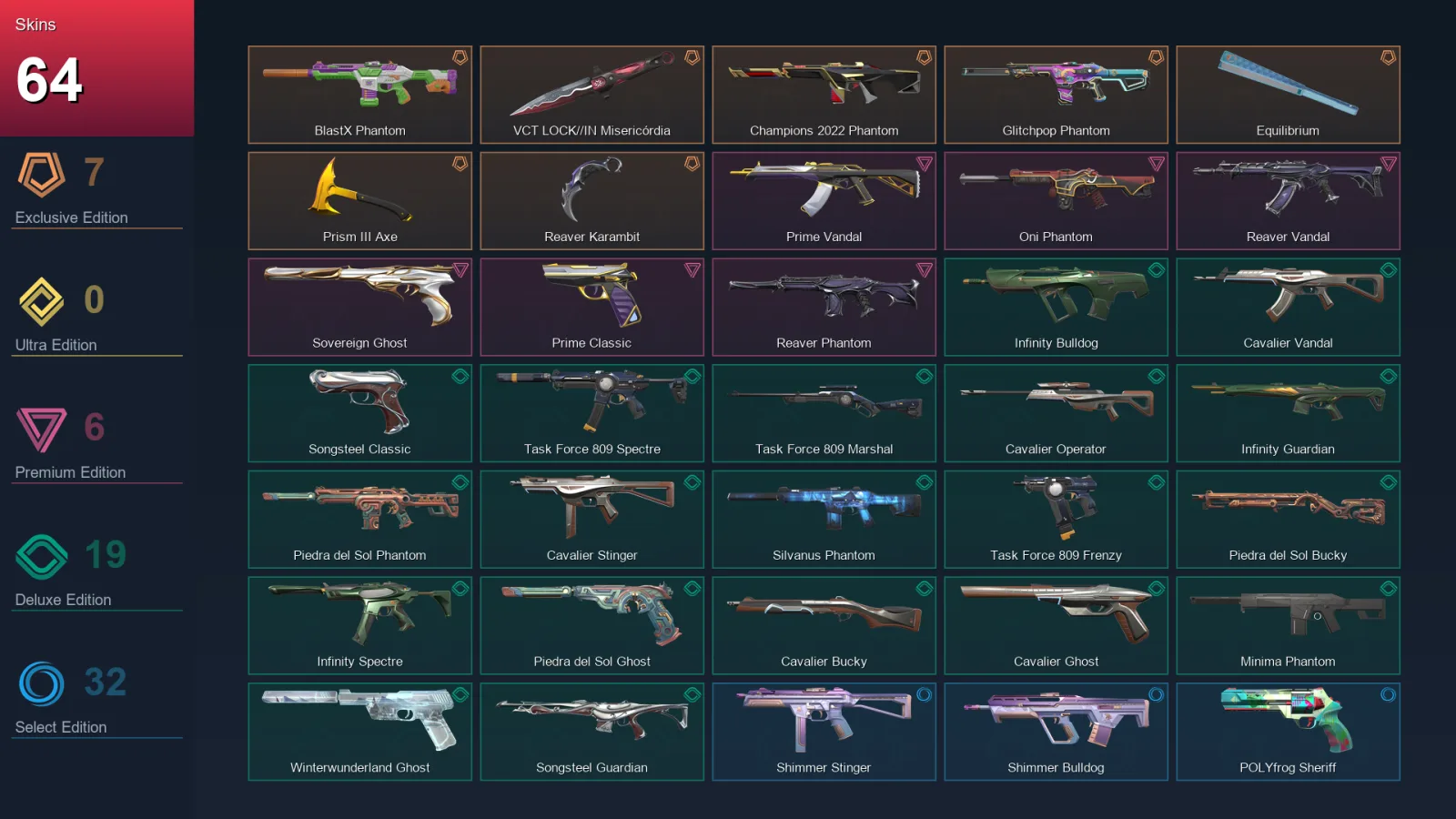 NA | Lv46 | Unranked | 64 Skin | 20 Agent | 48 Buddy