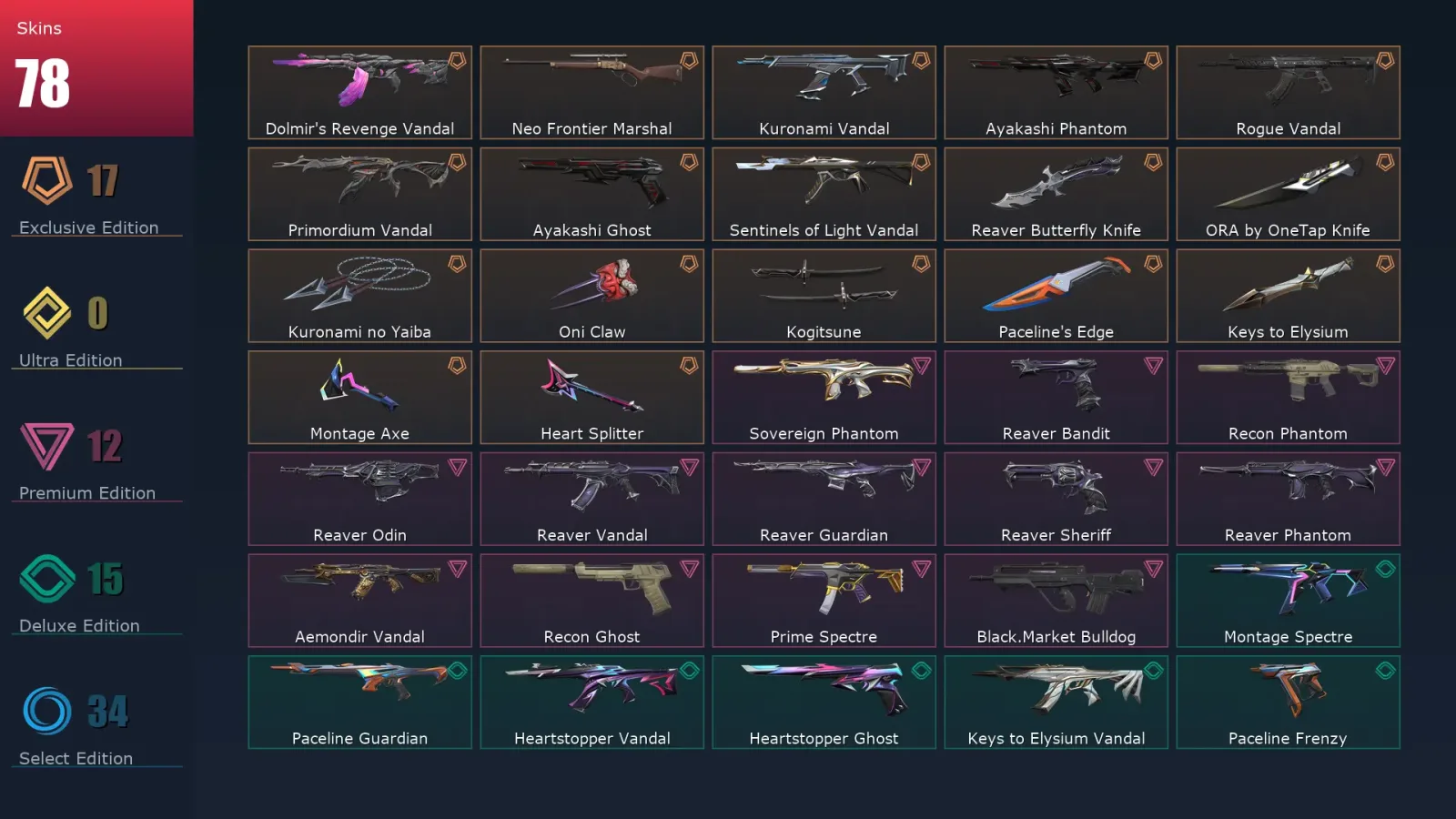 [Valorant] | EU | Level 93 | Diamond 3 | 29 Agents | 78 Skins — Valorant account