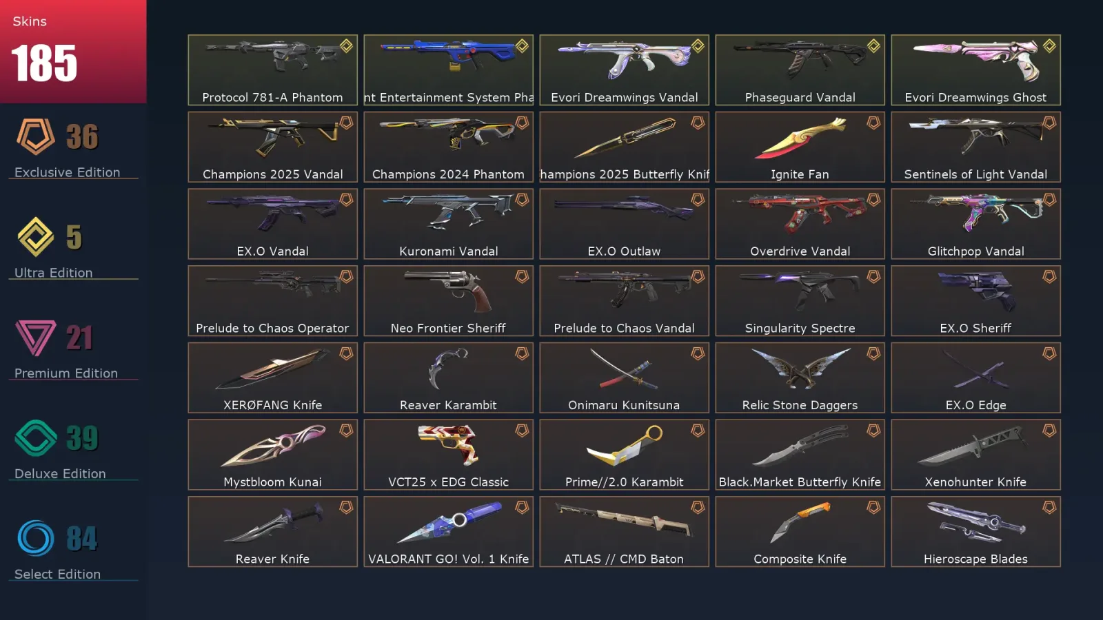 [Valorant] | EU | Level 351 | 28 Agents | 185 Skins — Valorant account